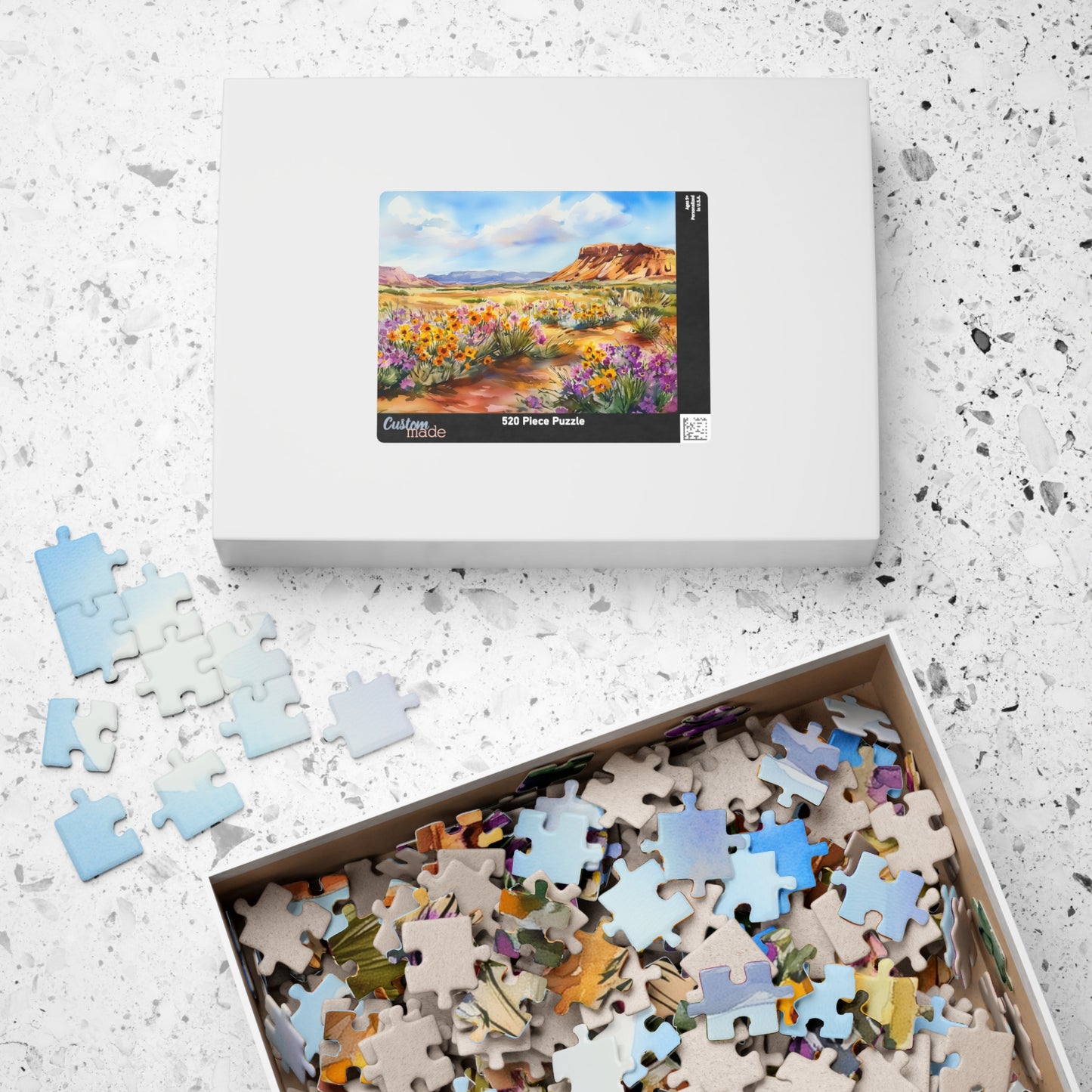 Desert Bloom Puzzle (110, 252, 520, 1014 Pieces) - Wildflower Landscape Jigsaw, Southwest Art, Gift for Nature & Puzzle Lovers