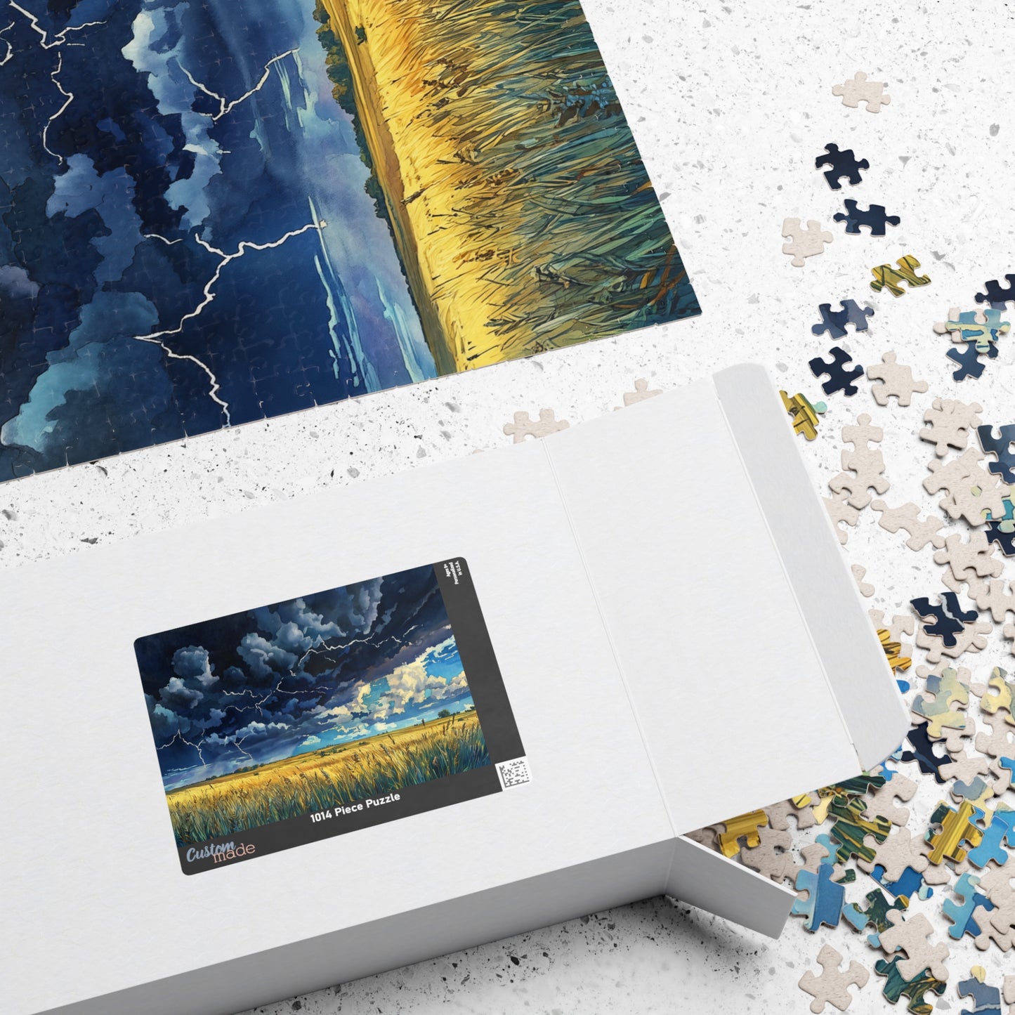 Plains Thunderstorm Puzzle (110, 252, 520, 1014 Pieces) - Dramatic Sky, Lightning Over Fields, Stormy Horizon, Puzzle Enthusiasts