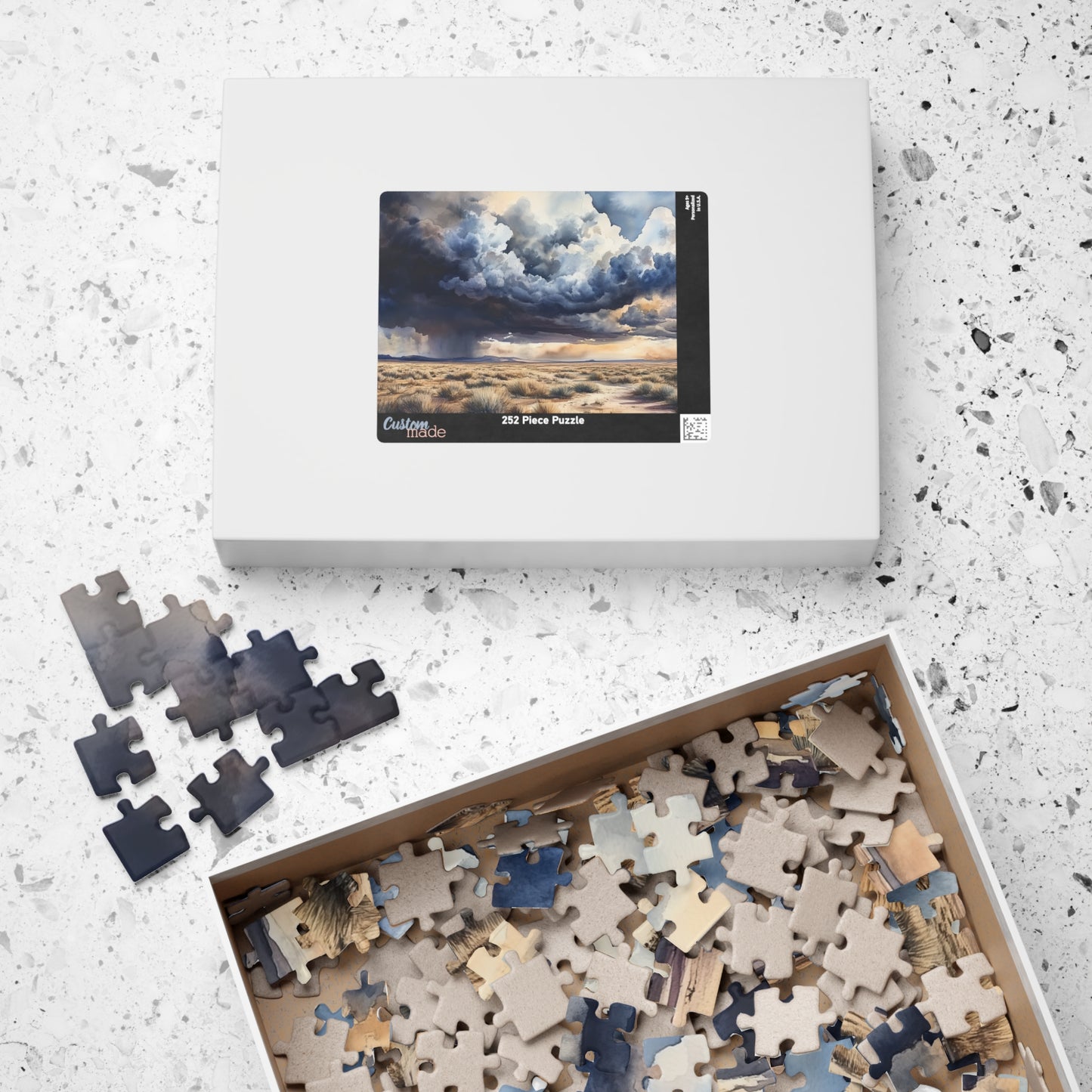 Desert Storm Puzzle (110, 252, 520, 1014 Pieces) - Moody Nature Jigsaw, Stormy Sky Art, Southwestern Puzzle, Gift for Landscape Lovers