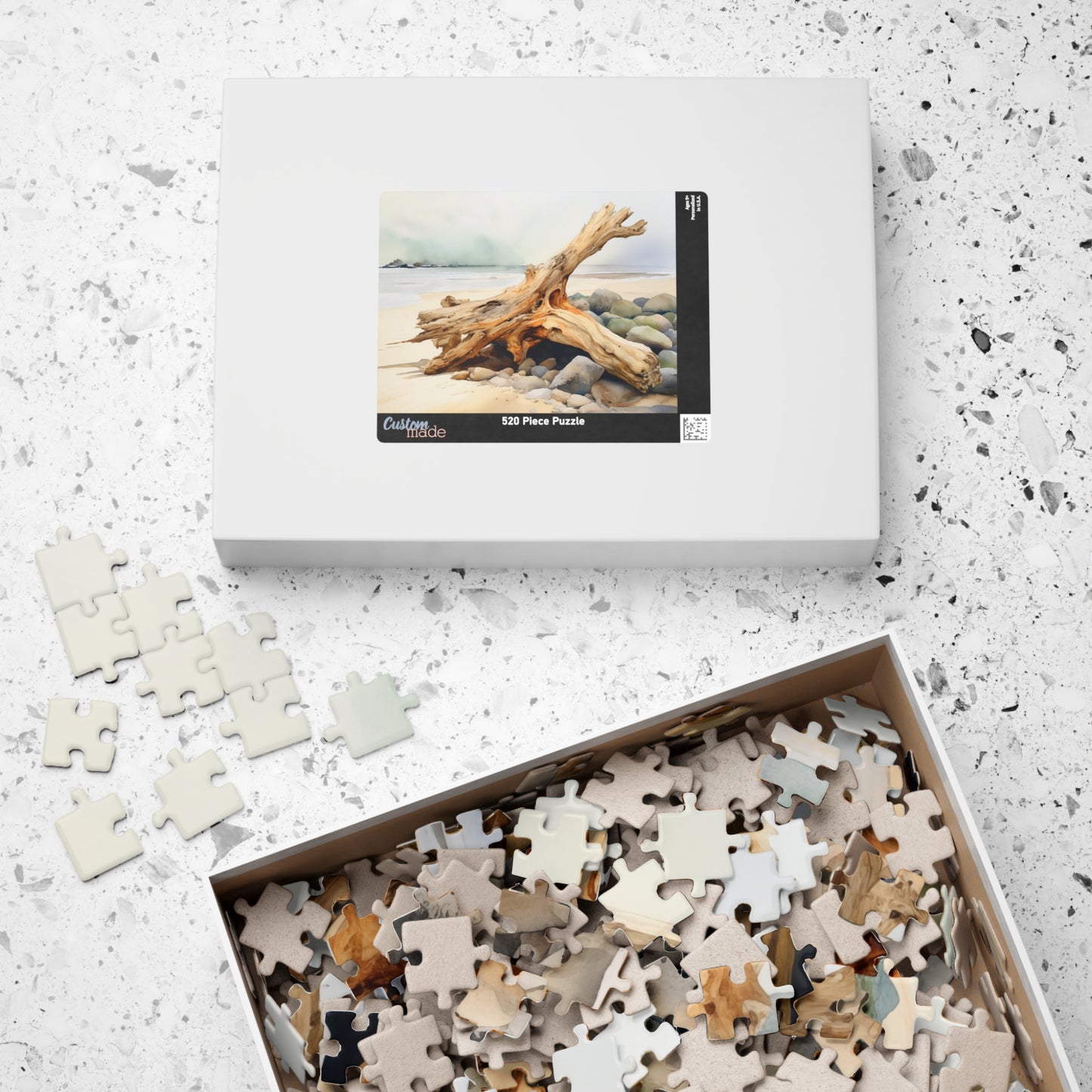 Driftwood Coast Puzzle (110, 252, 520, 1014 Pieces) - Serene Beach Decor, Relaxing Coastal Art, Mindful Gift for Nature Lovers