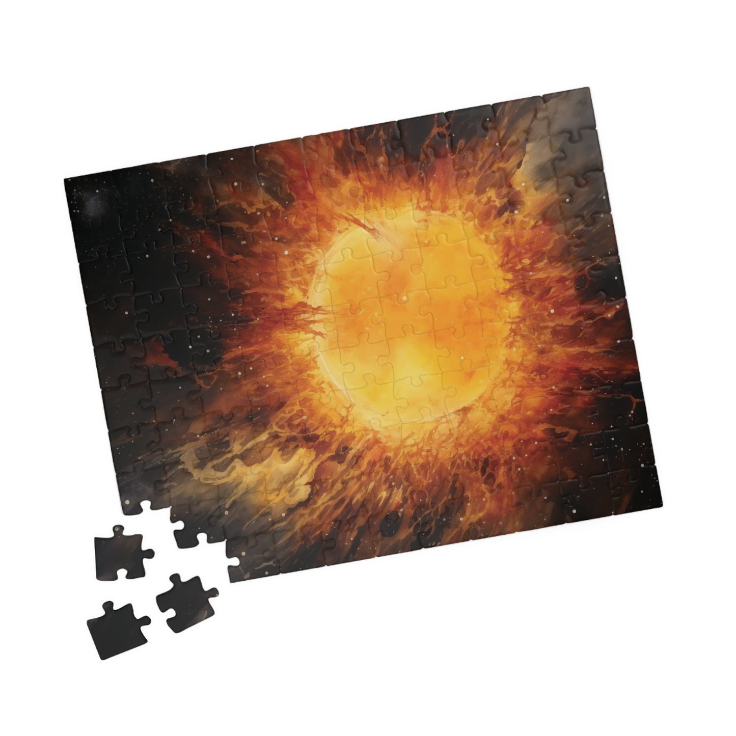 Solar Burst Puzzle (110, 252, 520, 1014 Pieces) - Fiery Sun, Outer Space Scene, Bold Astronomy Art