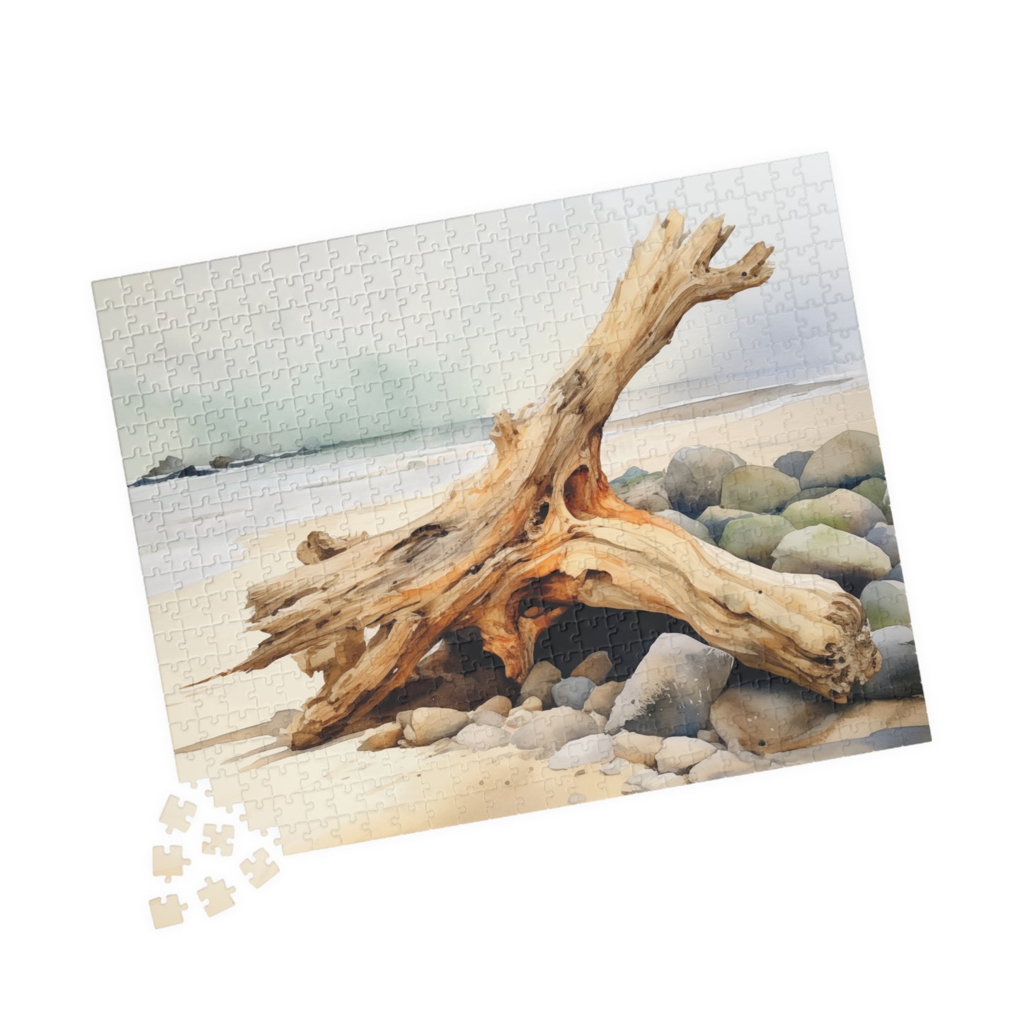 Driftwood Coast Puzzle (110, 252, 520, 1014 Pieces) - Serene Beach Decor, Relaxing Coastal Art, Mindful Gift for Nature Lovers