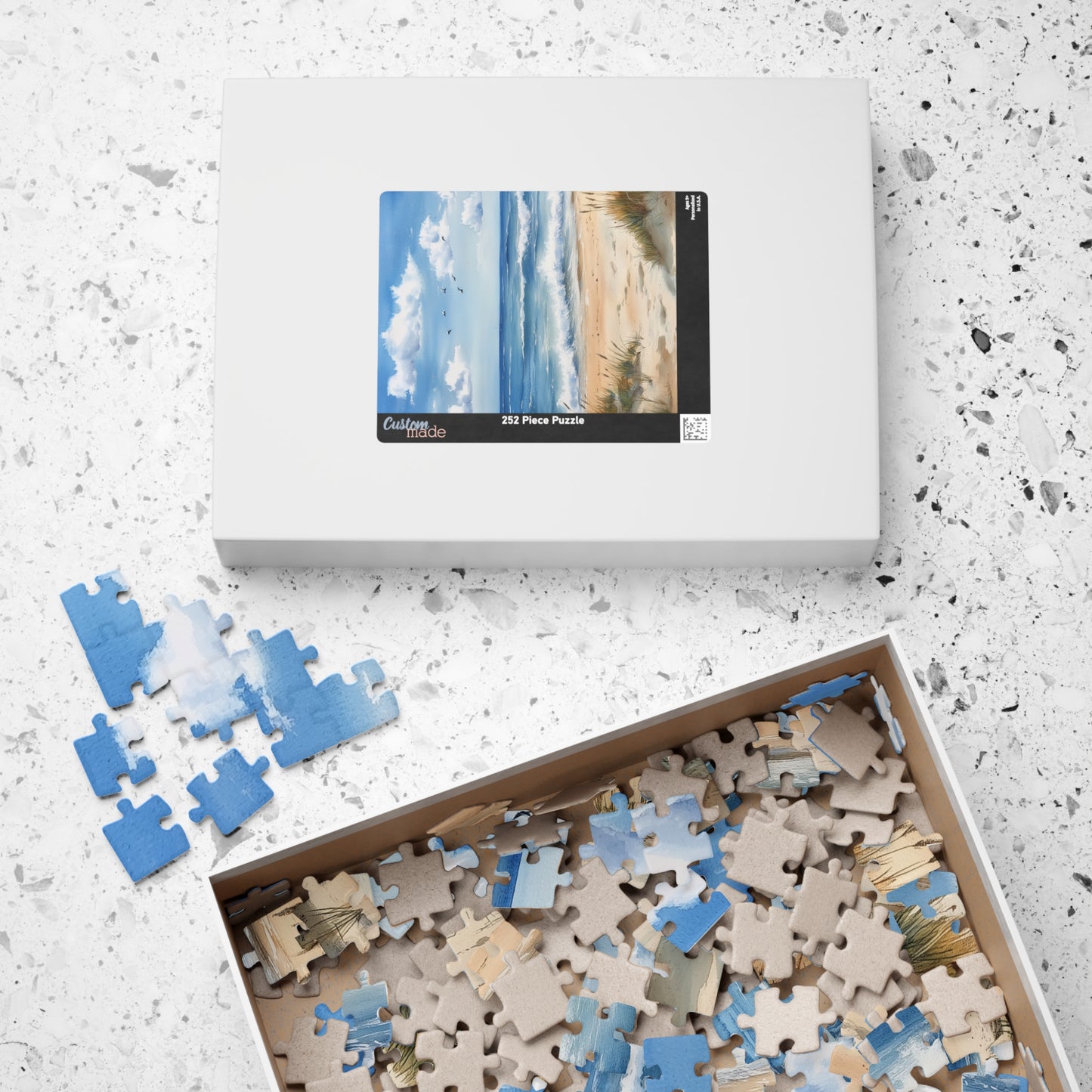 Bright Beach Day Puzzle (110, 252, 520, 1014 Pieces) - Coastal Ocean View, Serene Dunes & Waves, Beach House Decor, Relaxing Puzzle Gift