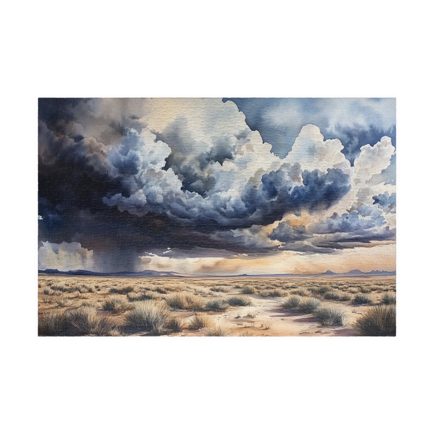 Desert Storm Puzzle (110, 252, 520, 1014 Pieces) - Moody Nature Jigsaw, Stormy Sky Art, Southwestern Puzzle, Gift for Landscape Lovers