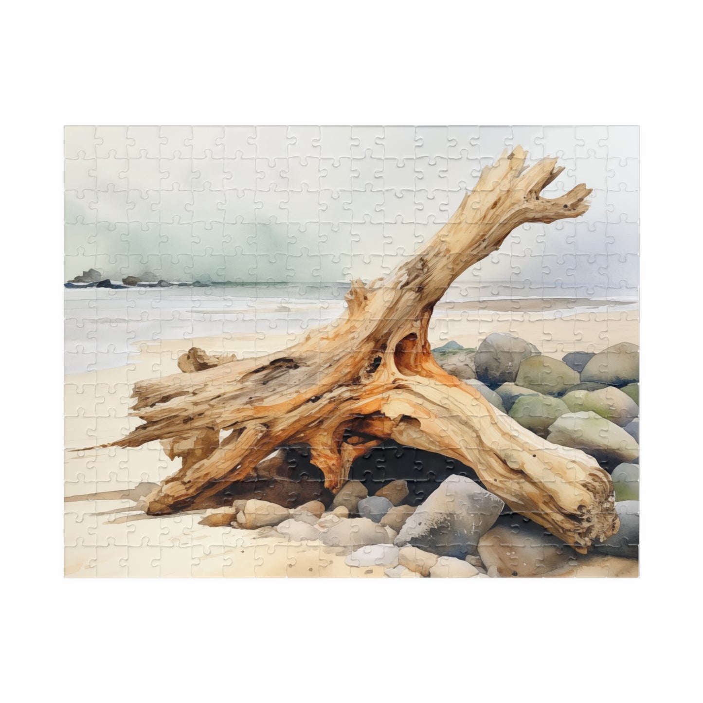 Driftwood Coast Puzzle (110, 252, 520, 1014 Pieces) - Serene Beach Decor, Relaxing Coastal Art, Mindful Gift for Nature Lovers