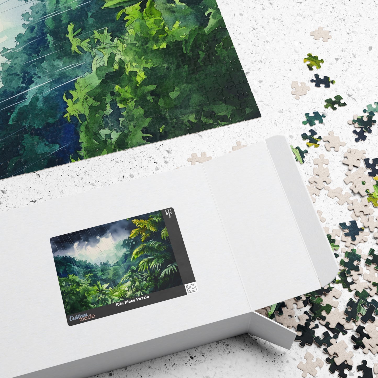 Rainfall in the Jungle Puzzle (110, 252, 520, 1014 Pieces) - Lush Tropical Rainstorm Scene, Moody Nature Puzzle for Relaxation & Focus