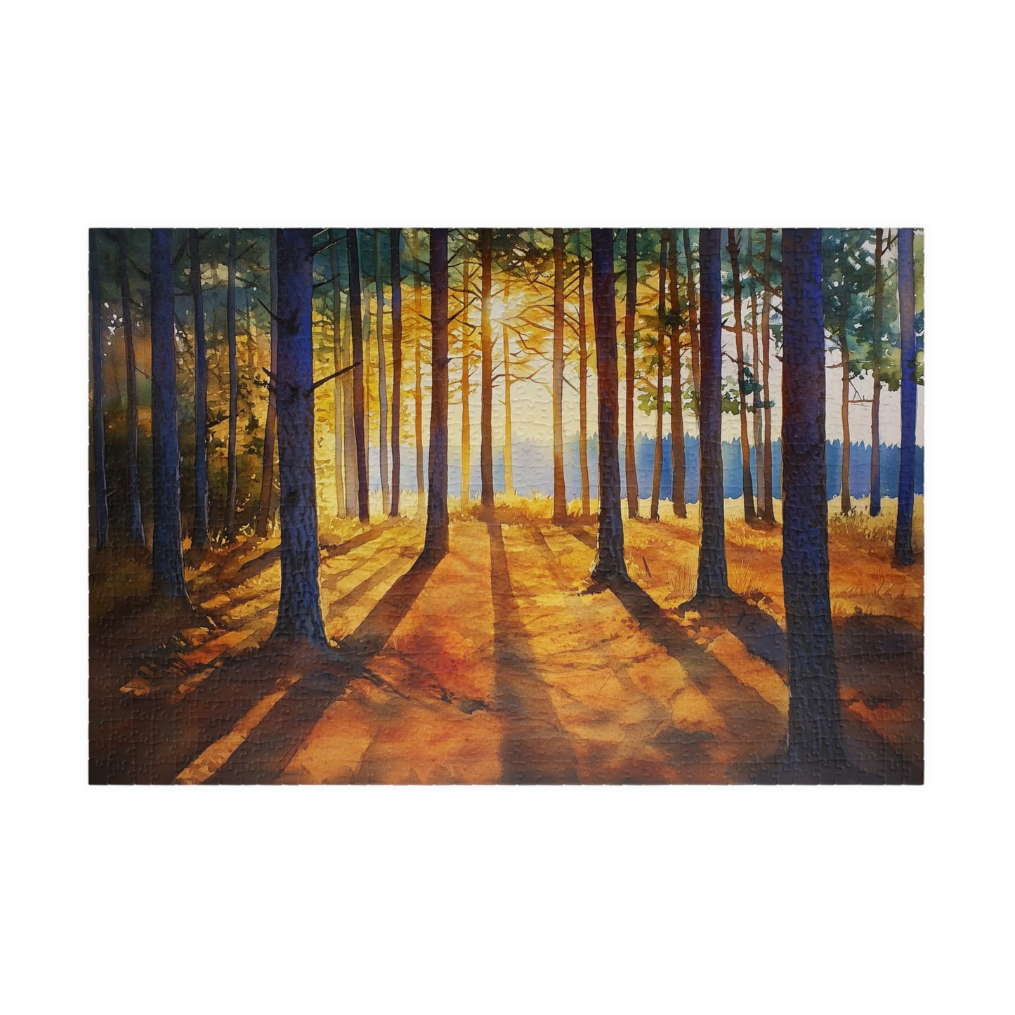 Golden Hour Forest Puzzle (110, 252, 520, 1014 Pieces) - Pine Tree Jigsaw, Cozy Woodland Art, Nature Lover Gift