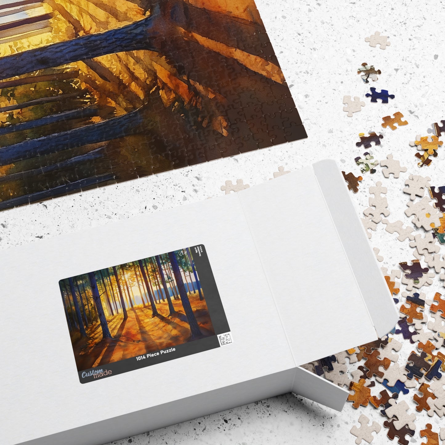 Golden Hour Forest Puzzle (110, 252, 520, 1014 Pieces) - Pine Tree Jigsaw, Cozy Woodland Art, Nature Lover Gift