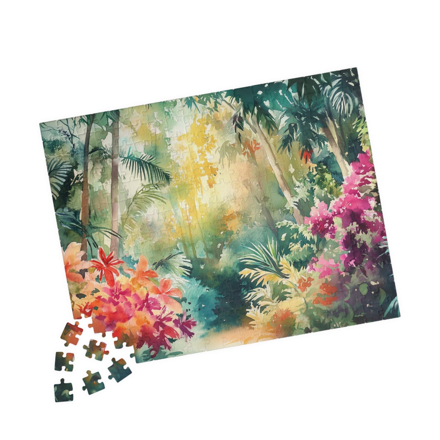 Tropical Bloom Puzzle (110, 252, 520, 1014 Pieces) - Vibrant Jungle Flowers, Rainforest Puzzle, Nature Decor, Gift for Puzzle Enthusiasts