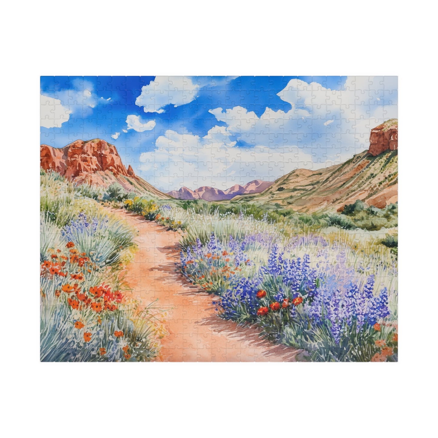Desert Wildflower Trail Puzzle (110, 252, 520, 1014 Pieces) - Colorful Nature Puzzle, Hiking Scenery, Gift for Outdoor Lovers