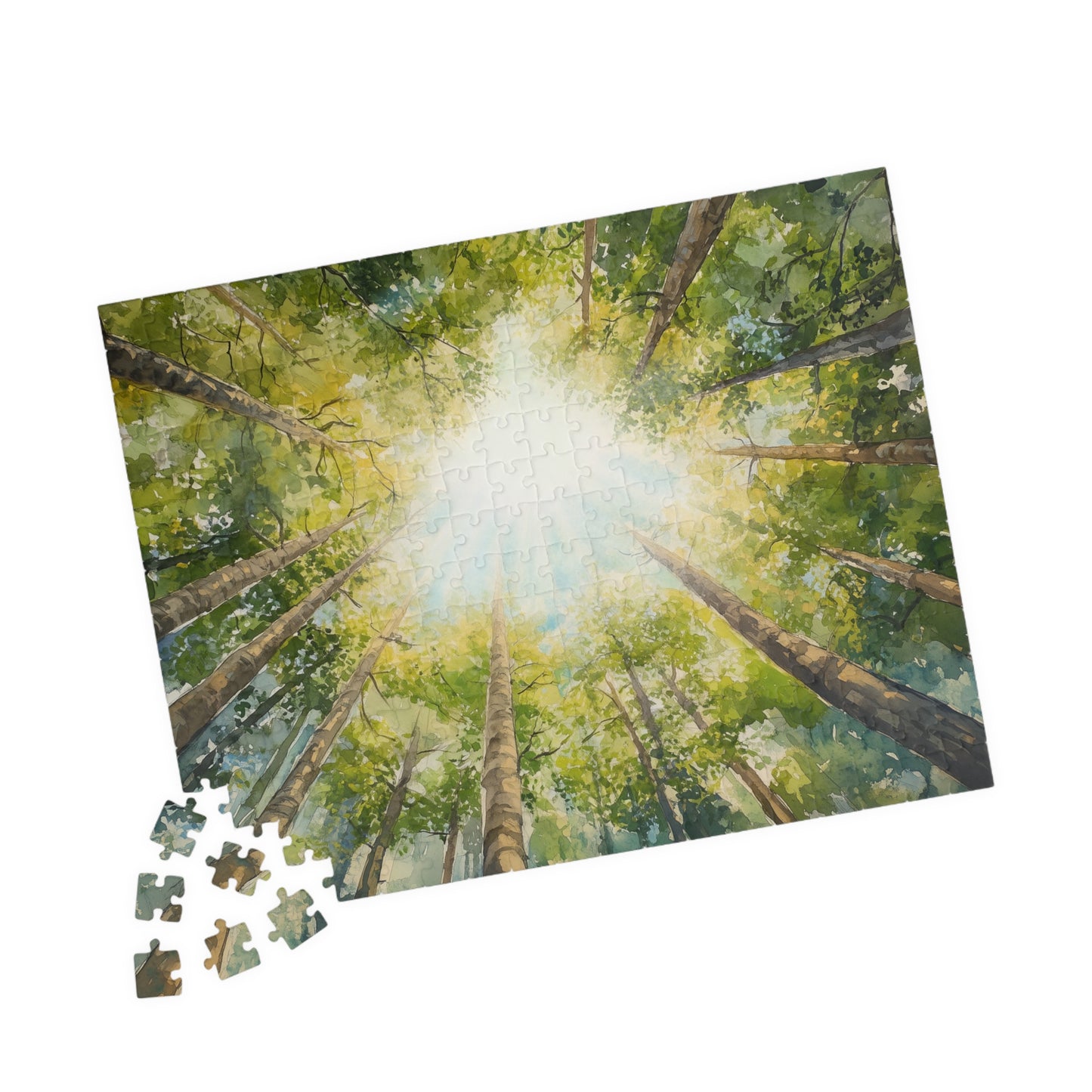 Looking Up Forest Canopy Puzzle (110, 252, 520, 1014 Pieces) - Tree Tops Jigsaw, Nature Perspective Puzzle, Tranquil Forest Gift