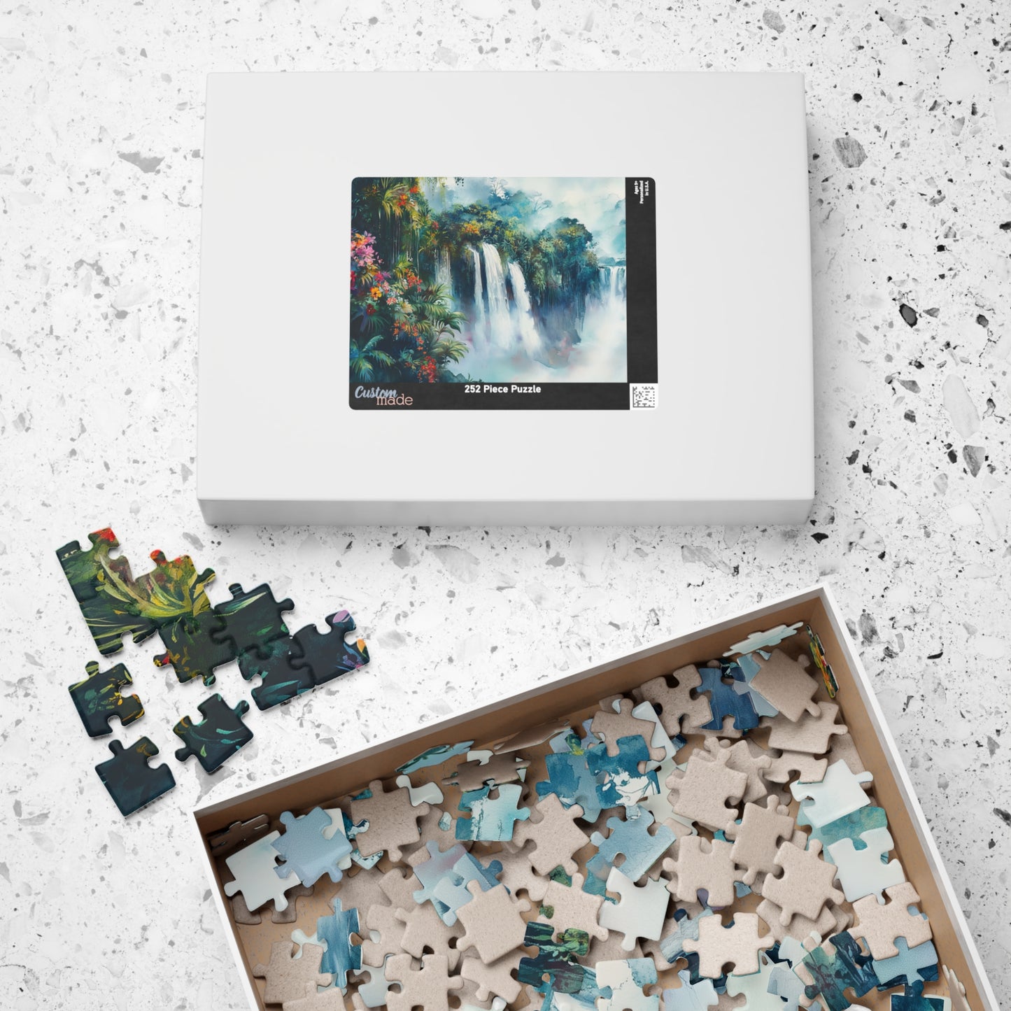 Jungle Waterfall Escape Puzzle (110, 252, 520, 1014 Pieces) - Tropical Nature Puzzle, Vibrant Rainforest Scene, Gift for Puzzle Enthusiasts