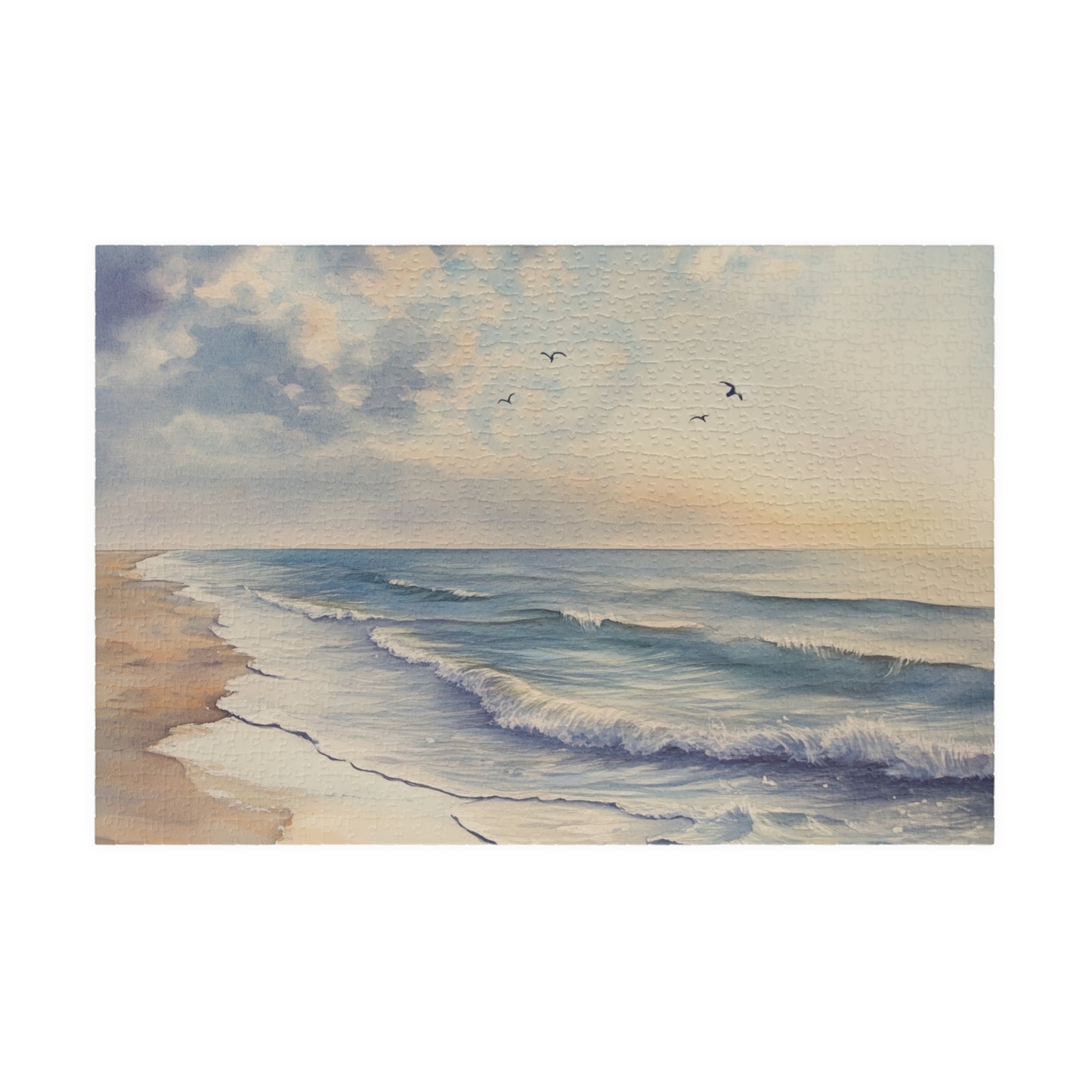 Soft Horizon Puzzle (110, 252, 520, 1014 Pieces) - Tranquil Beach Sunset Jigsaw, Ocean Decor, Relaxing Gift for Nature Lovers, Puzzle Art