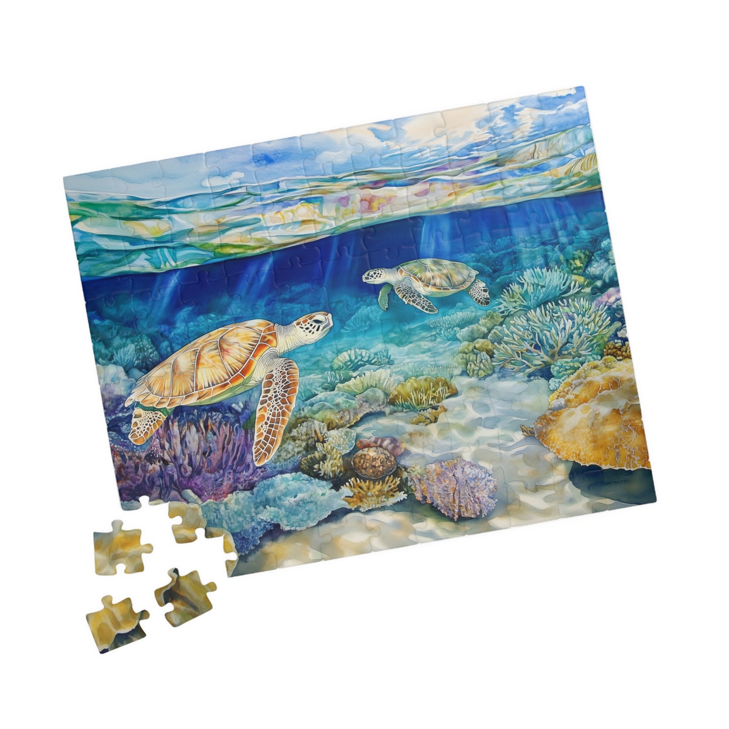 Ocean Reef and Sea Turtles Puzzle (110, 252, 520, 1014 Pieces) - Tropical Coral, Vibrant Underwater Scene, Marine Wildlife