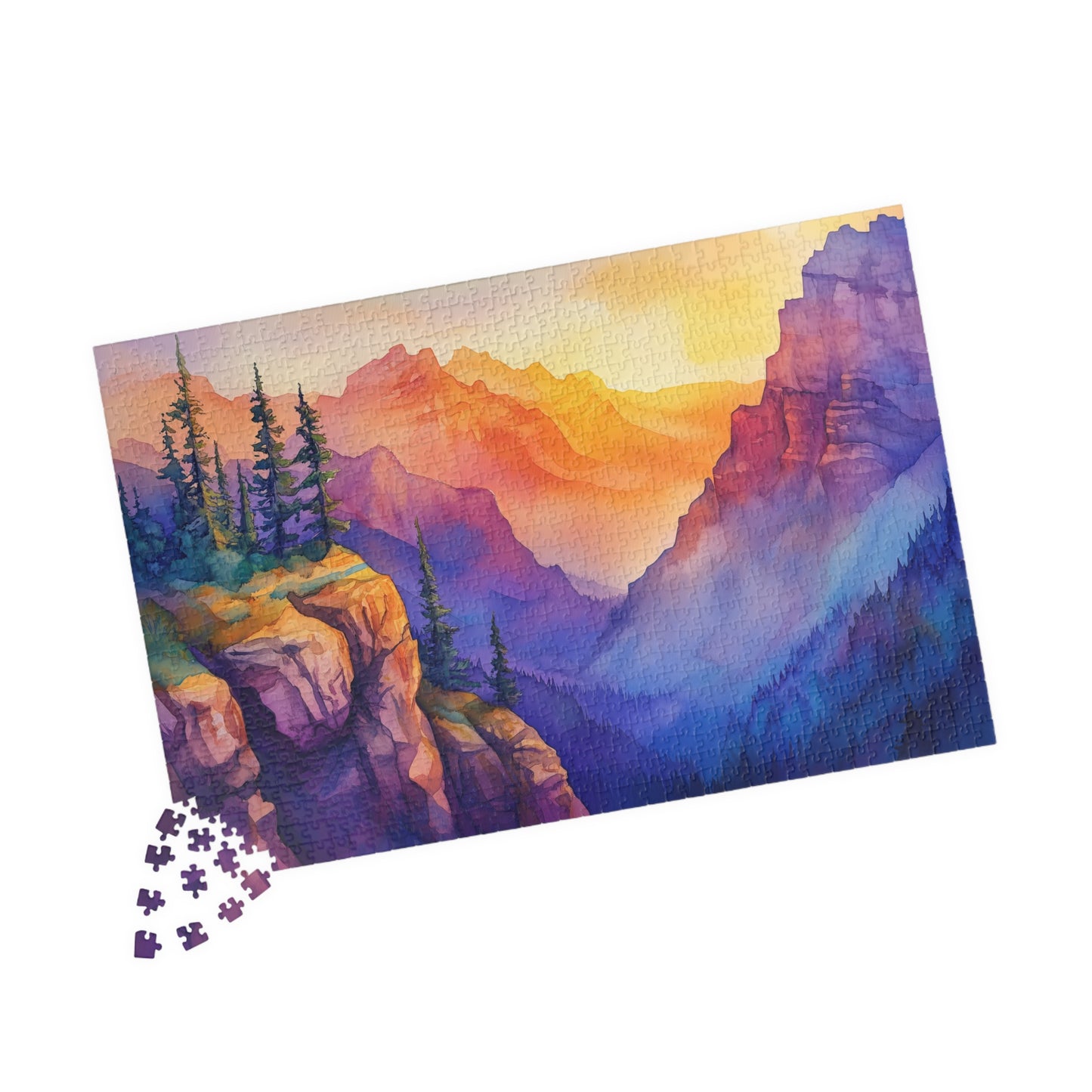 Painted Mountain Range Puzzle (110, 252, 520, 1014 Pieces) - Colorful Nature Puzzle, Sunset Landscape Art, Gift for Outdoor Lovers