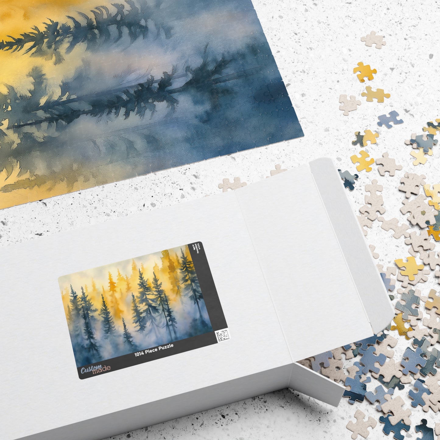 Misty Pines Puzzle (110, 252, 520, 1014 Pieces) - Moody Forest Jigsaw, Evergreen Wall Art, Calm Nature Puzzle for Relaxation