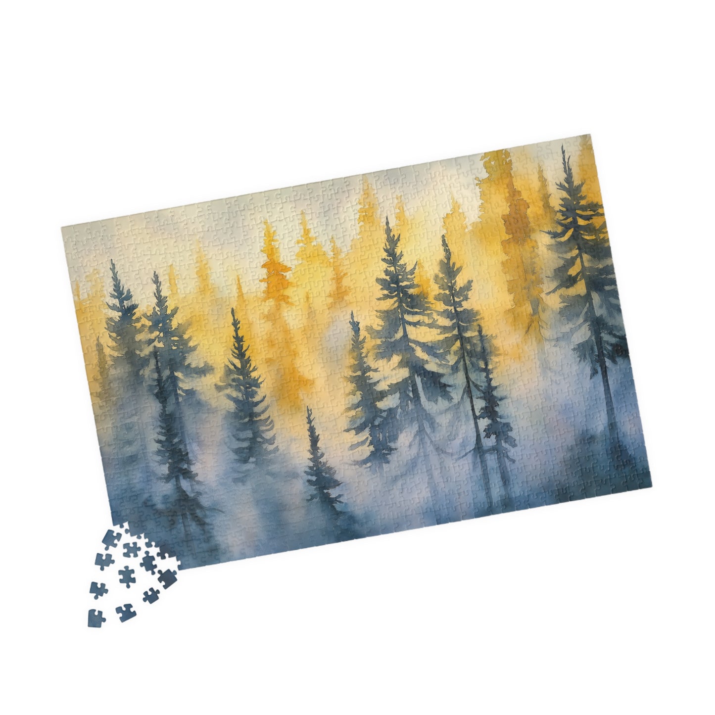Misty Pines Puzzle (110, 252, 520, 1014 Pieces) - Moody Forest Jigsaw, Evergreen Wall Art, Calm Nature Puzzle for Relaxation