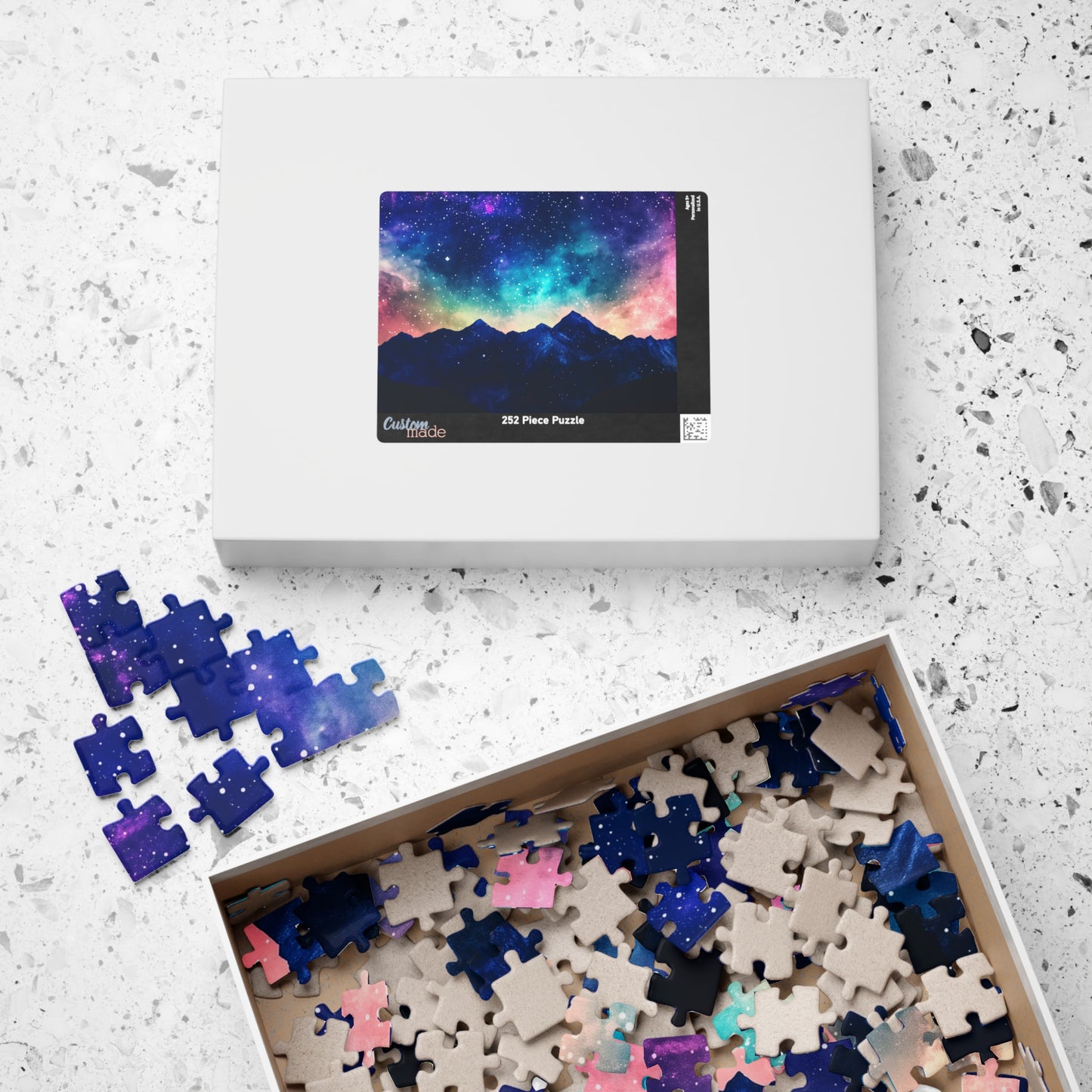 Vivid Galaxy Over Mountain Silhouettes Puzzle (110, 252, 520, 1014 Pieces) - Cosmic Sky, Stargazing Serenity, Bold Colors, Puzzle Lovers