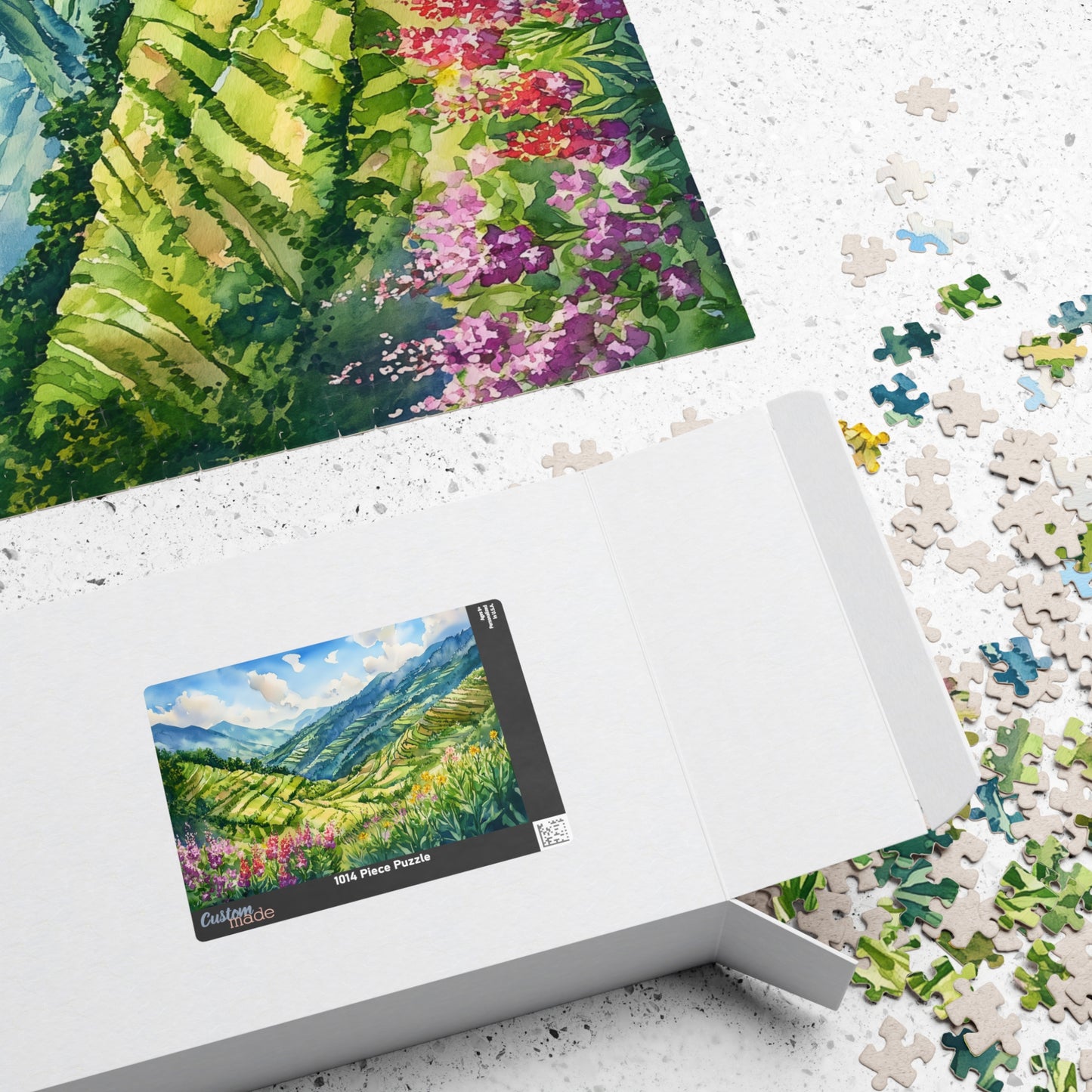 Terraced Hillside Puzzle (110, 252, 520, 1014 Pieces) - Lush Green Valleys, Layered Landscapes, Blooming Wildflowers, Vivid Nature Puzzle