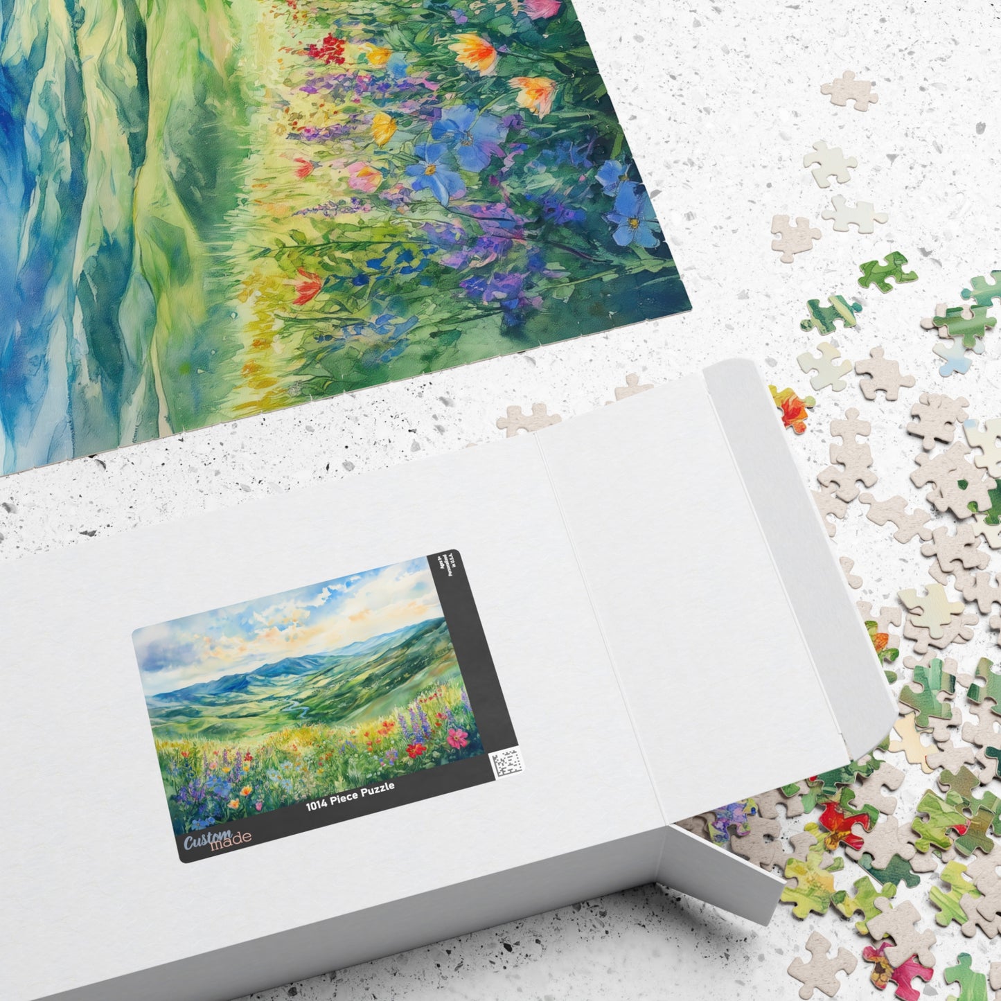 Wildflower Valley Overlook Puzzle (110, 252, 520, 1014 Pieces) - Rolling Green Mountains, Winding River, Blooming Meadow, Scenic Spring View