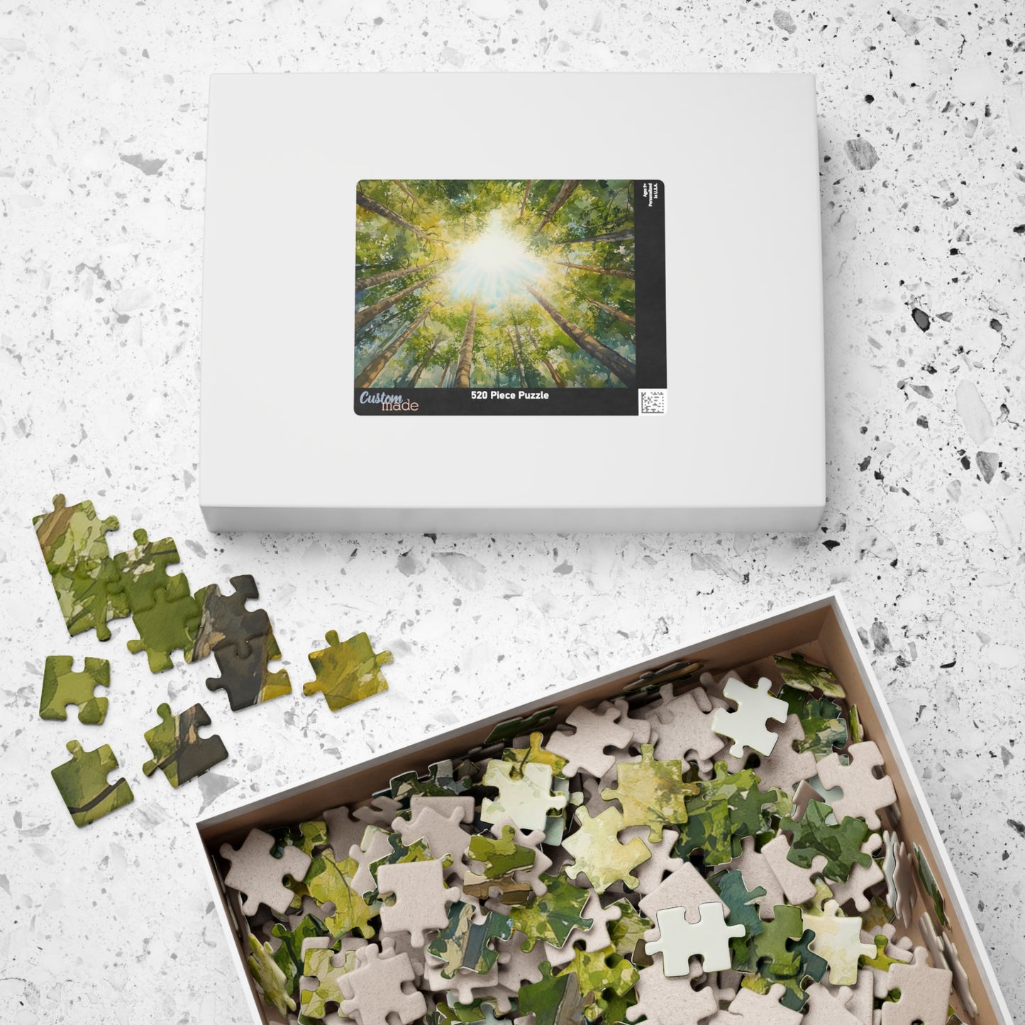 Looking Up Forest Canopy Puzzle (110, 252, 520, 1014 Pieces) - Tree Tops Jigsaw, Nature Perspective Puzzle, Tranquil Forest Gift