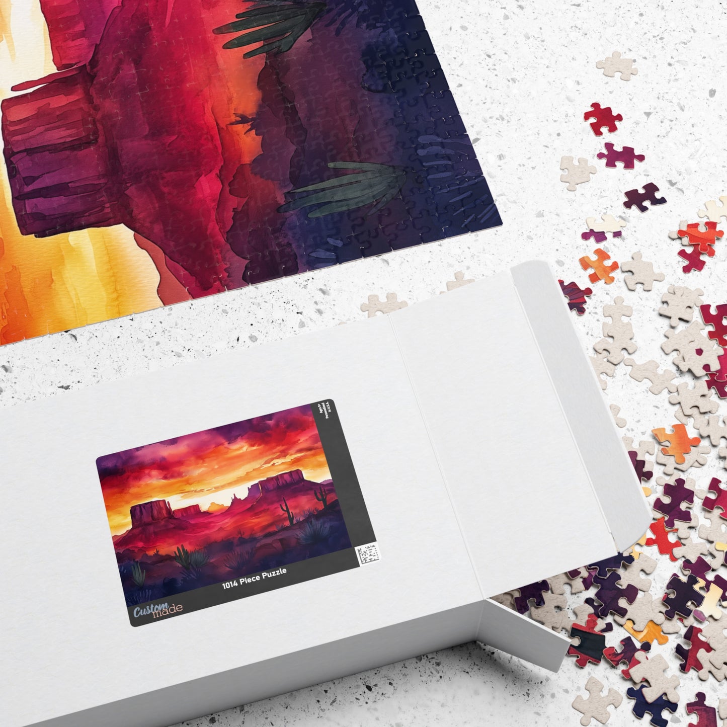 Desert Mesa Puzzle (110, 252, 520, 1014 Pieces) - Southwest Sunset Jigsaw, Bold Nature Art, Gift for Desert Lovers