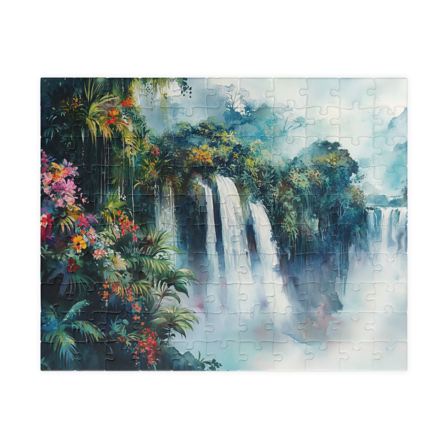 Jungle Waterfall Escape Puzzle (110, 252, 520, 1014 Pieces) - Tropical Nature Puzzle, Vibrant Rainforest Scene, Gift for Puzzle Enthusiasts