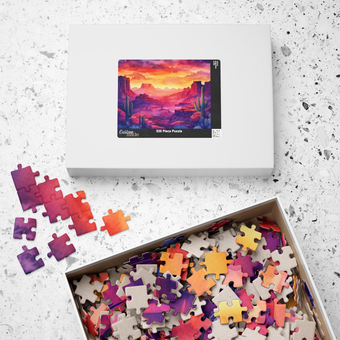 Cactus Canyon Sunset Puzzle (110, 252, 520, 1014 Pieces) - Vibrant Desert Scene, Bold Nature Puzzle, Southwest Landscape Gift