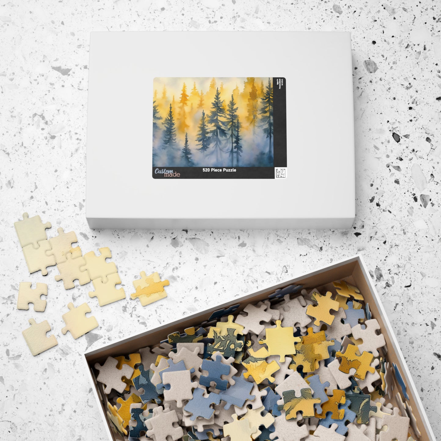Misty Pines Puzzle (110, 252, 520, 1014 Pieces) - Moody Forest Jigsaw, Evergreen Wall Art, Calm Nature Puzzle for Relaxation