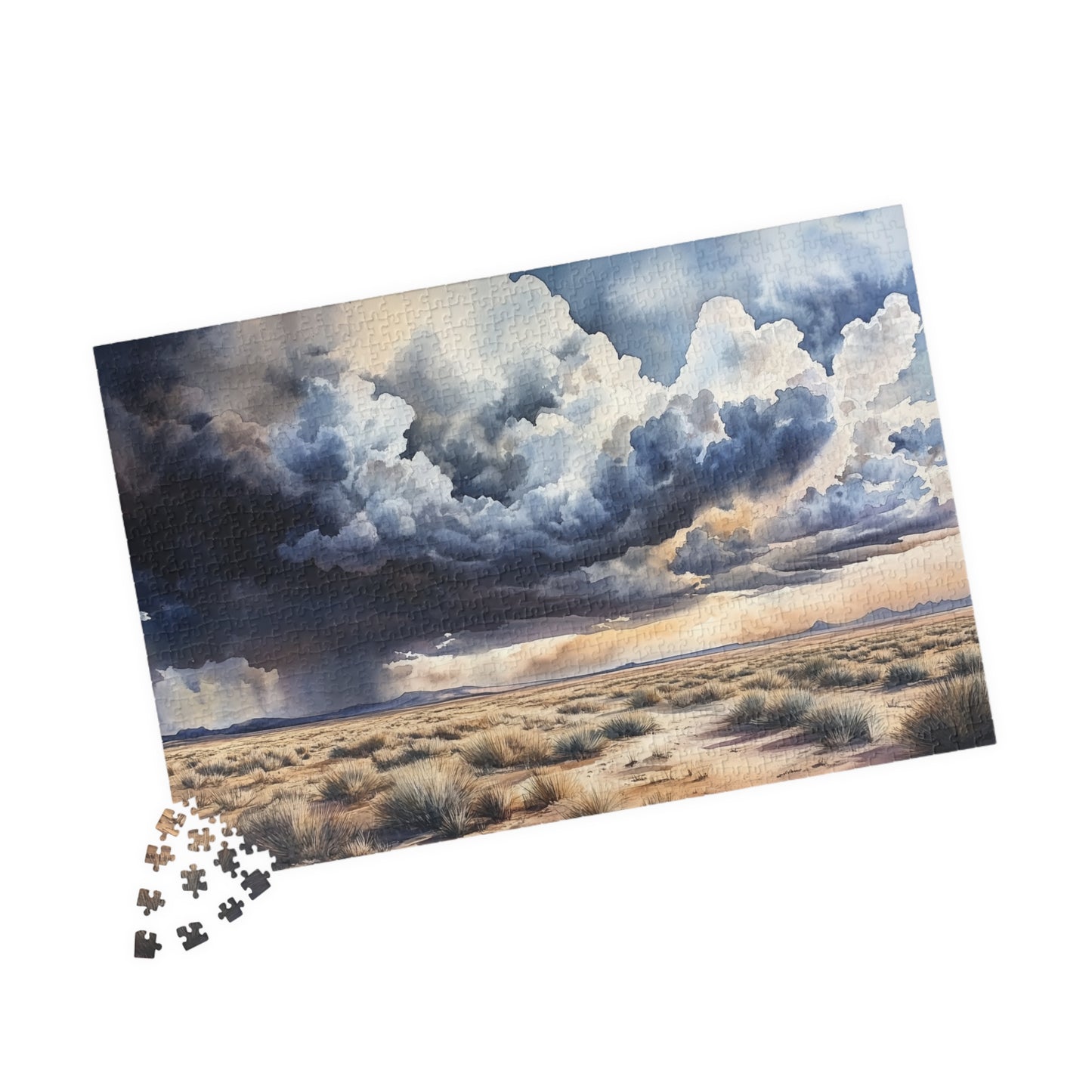 Desert Storm Puzzle (110, 252, 520, 1014 Pieces) - Moody Nature Jigsaw, Stormy Sky Art, Southwestern Puzzle, Gift for Landscape Lovers