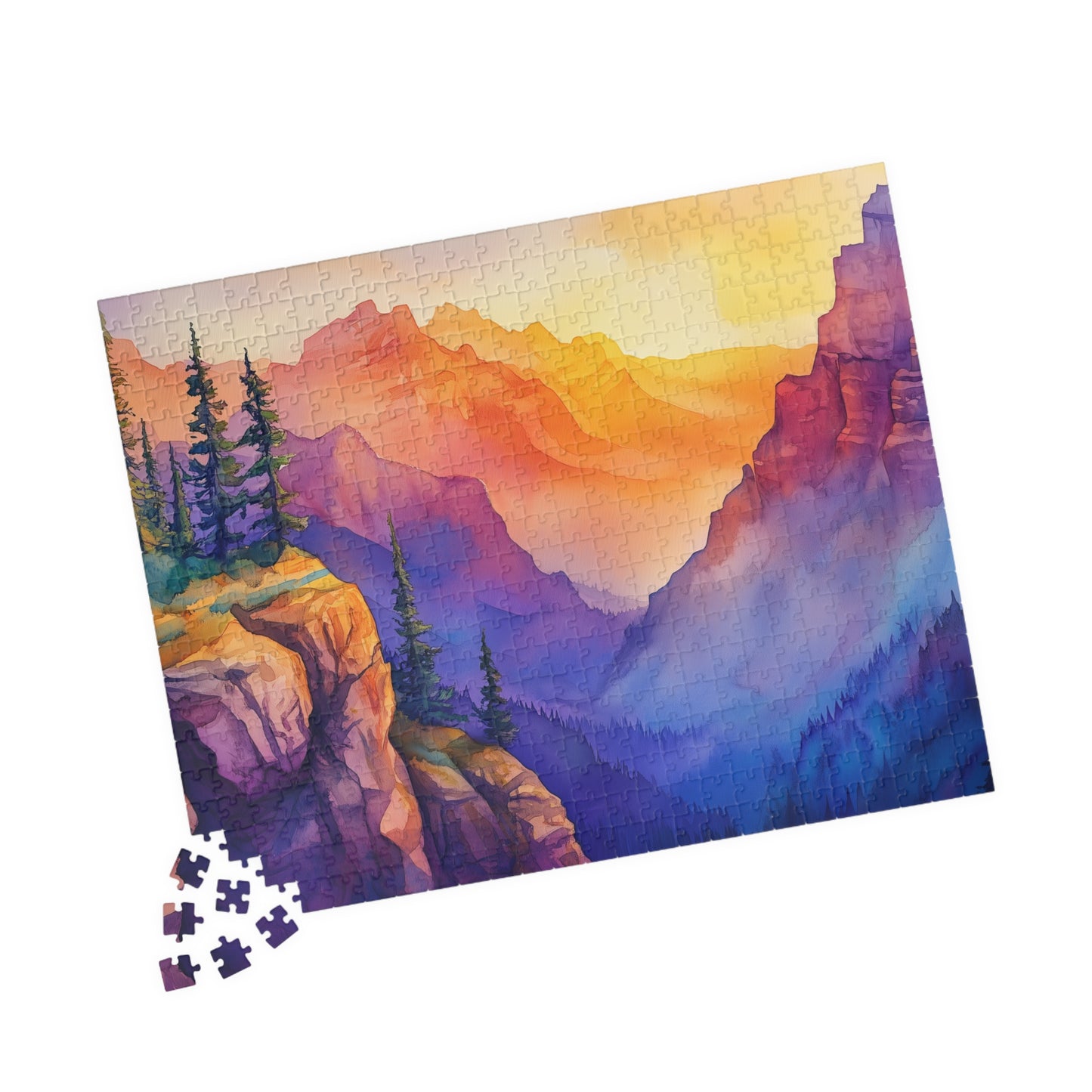 Painted Mountain Range Puzzle (110, 252, 520, 1014 Pieces) - Colorful Nature Puzzle, Sunset Landscape Art, Gift for Outdoor Lovers