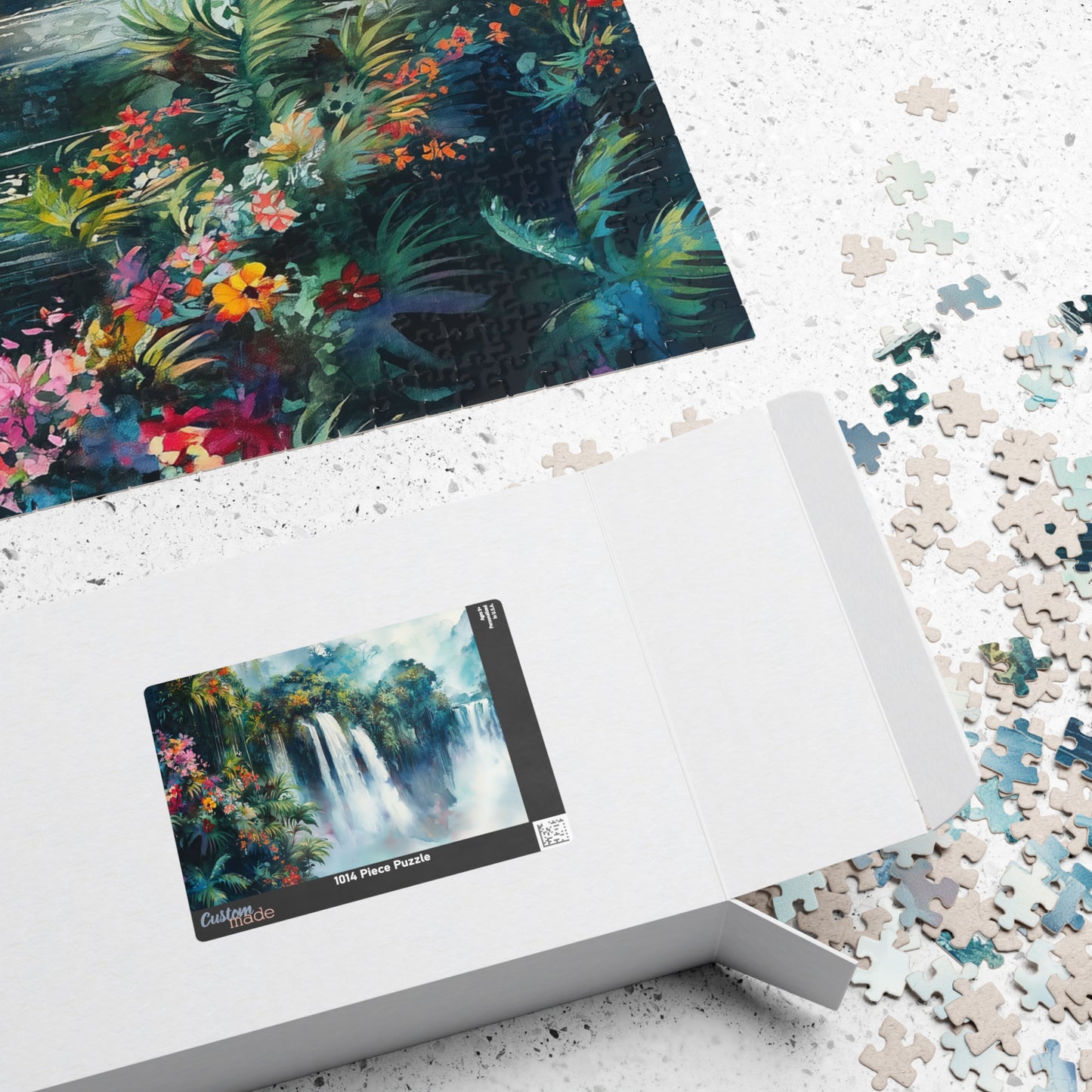 Jungle Waterfall Escape Puzzle (110, 252, 520, 1014 Pieces) - Tropical Nature Puzzle, Vibrant Rainforest Scene, Gift for Puzzle Enthusiasts