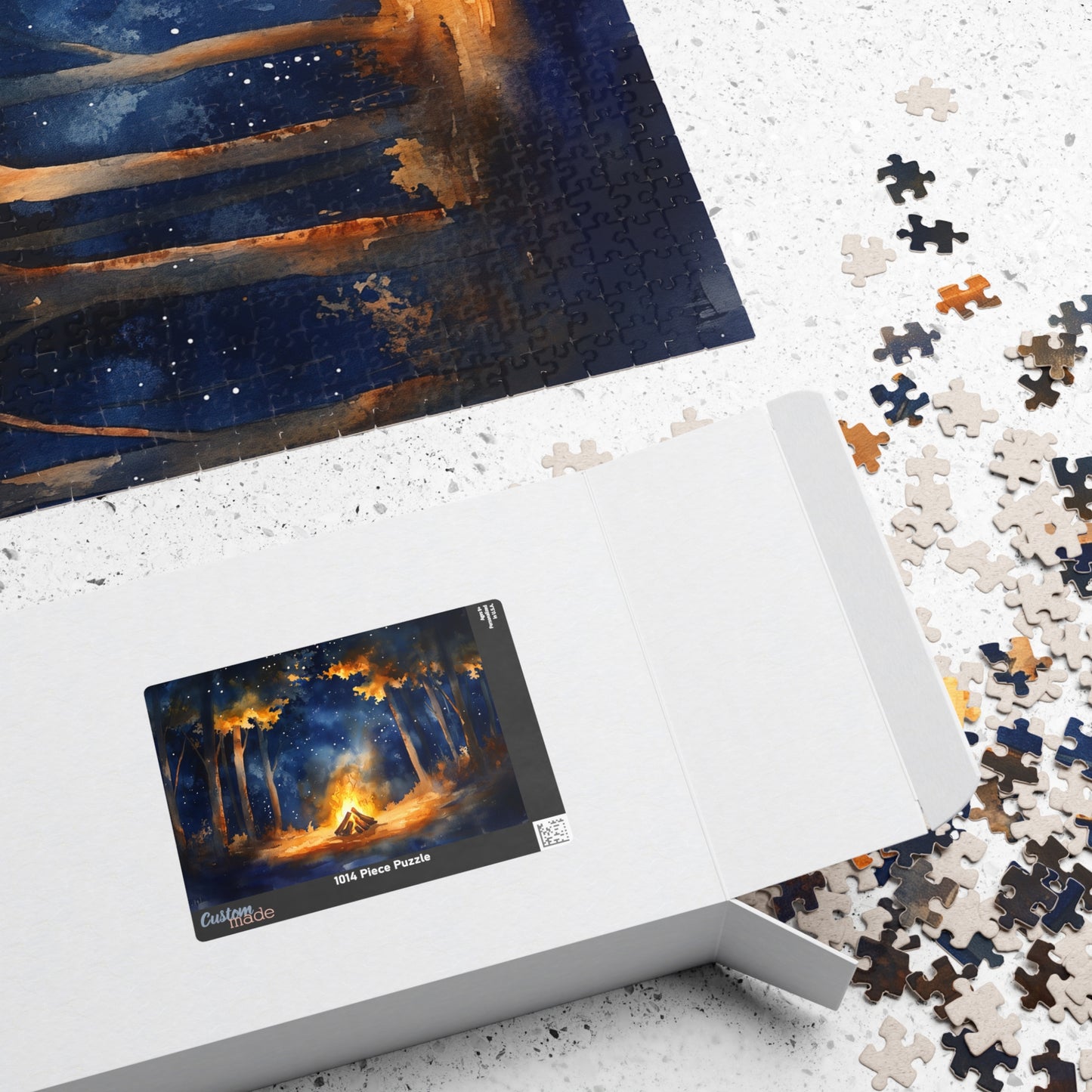 Campfire Glow Puzzle (110, 252, 520, 1014 Pieces) - Cozy Fire Under a Starry Forest Sky, Nature Scene, Gift for Camp Lovers, Relaxing Hobby