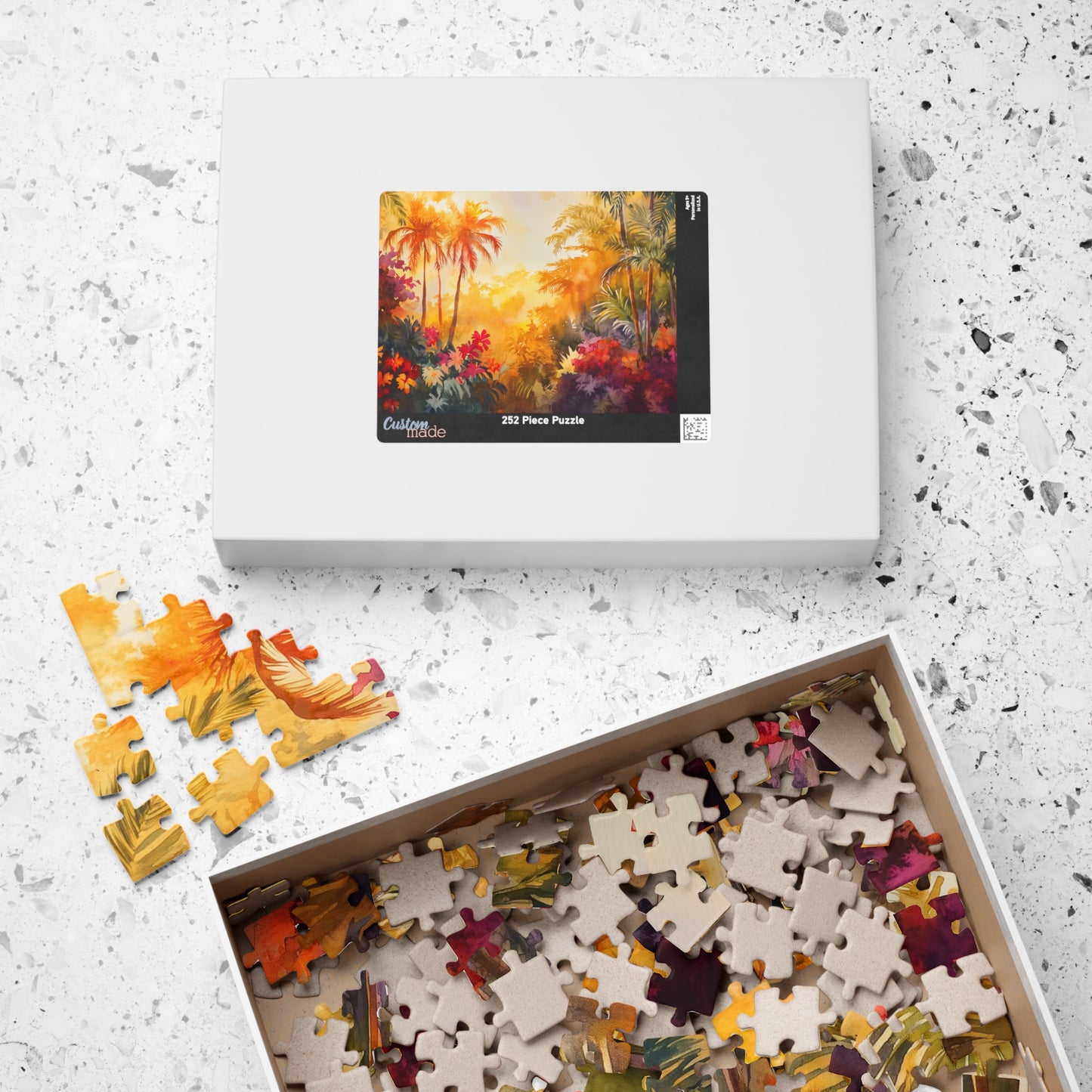 Jungle Sunset Bloom Puzzle (110, 252, 520, 1014 Pieces) - Tropical Sunset Puzzle, Vibrant Jungle Flowers, Exotic Nature Decor, Puzzle Gift