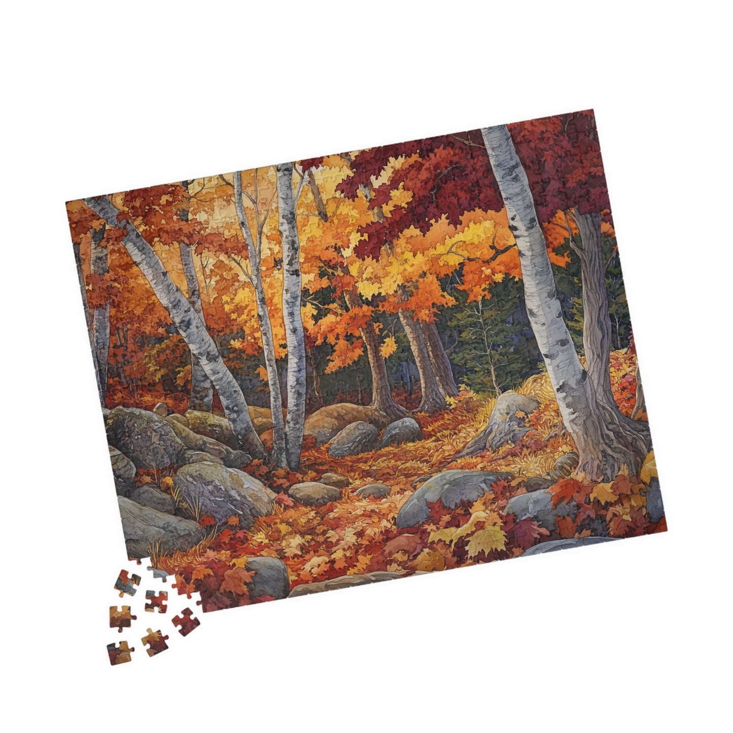 Autumn Mountain Puzzle (110, 252, 520, 1014 Pieces) - Fall Foliage Jigsaw, Forest Trail Art, Nature Gift, Cozy Seasonal Decor