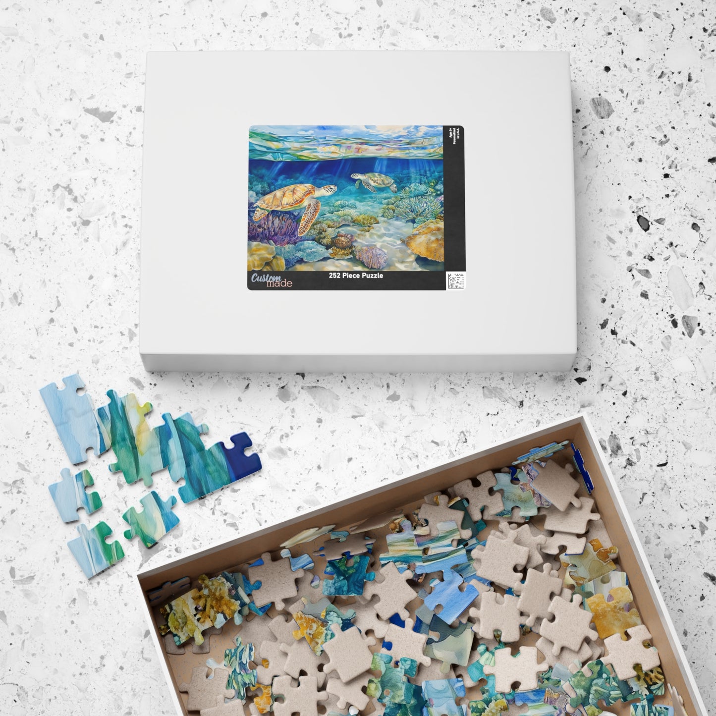 Ocean Reef and Sea Turtles Puzzle (110, 252, 520, 1014 Pieces) - Tropical Coral, Vibrant Underwater Scene, Marine Wildlife