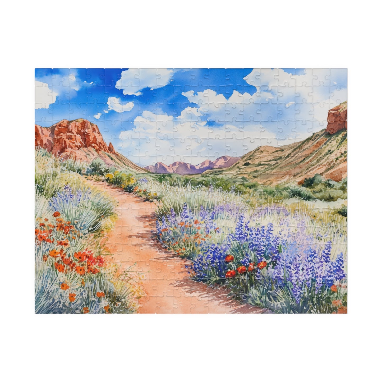 Desert Wildflower Trail Puzzle (110, 252, 520, 1014 Pieces) - Colorful Nature Puzzle, Hiking Scenery, Gift for Outdoor Lovers