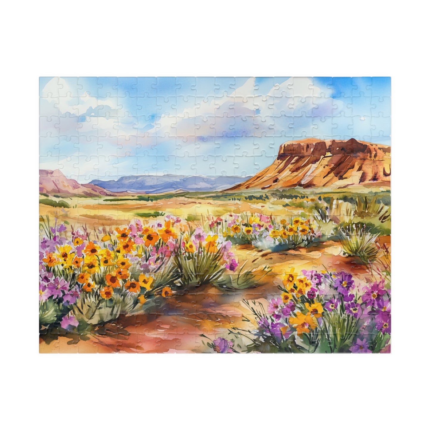 Desert Bloom Puzzle (110, 252, 520, 1014 Pieces) - Wildflower Landscape Jigsaw, Southwest Art, Gift for Nature & Puzzle Lovers