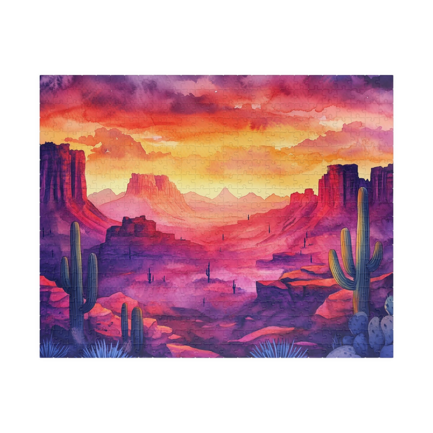 Cactus Canyon Sunset Puzzle (110, 252, 520, 1014 Pieces) - Vibrant Desert Scene, Bold Nature Puzzle, Southwest Landscape Gift