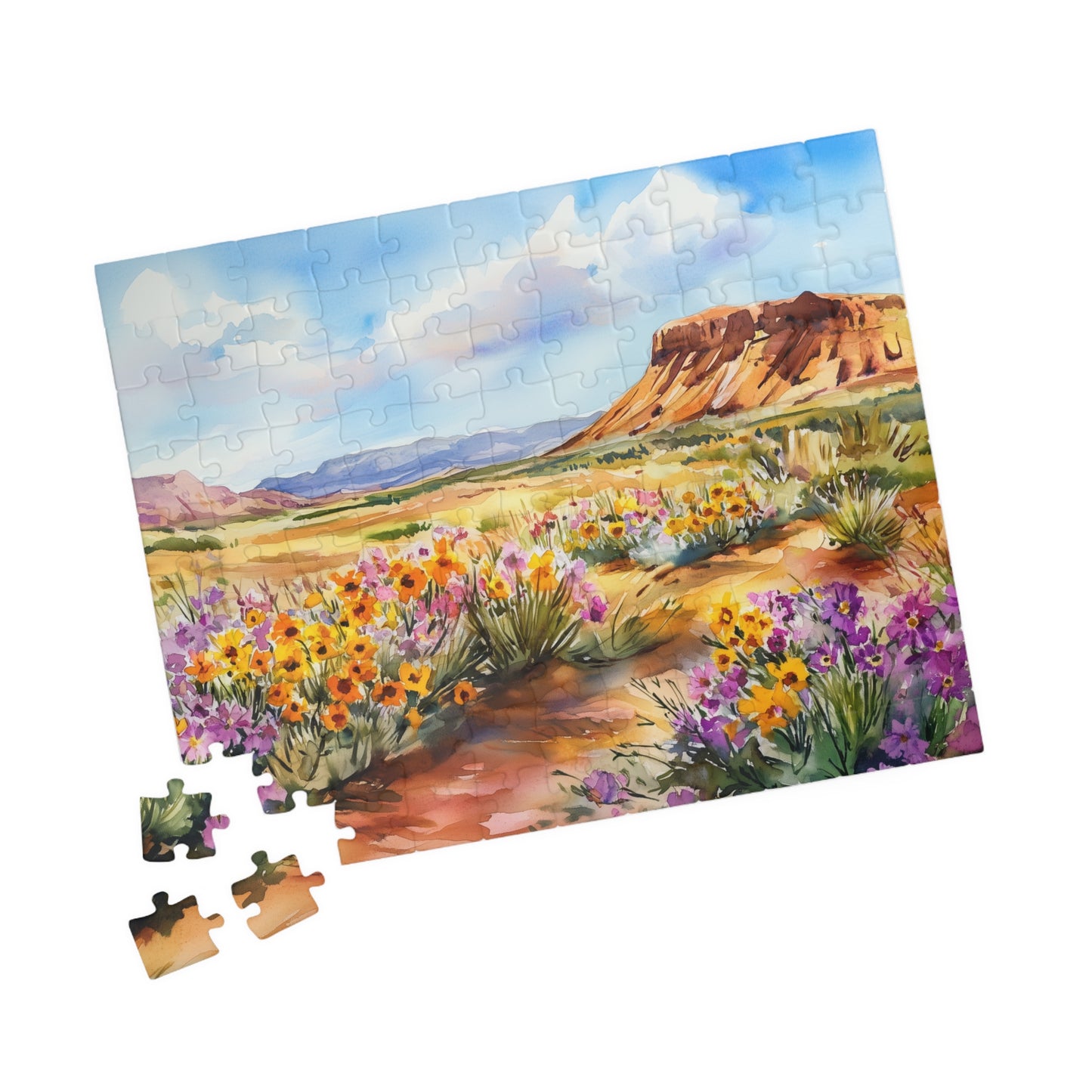 Desert Bloom Puzzle (110, 252, 520, 1014 Pieces) - Wildflower Landscape Jigsaw, Southwest Art, Gift for Nature & Puzzle Lovers