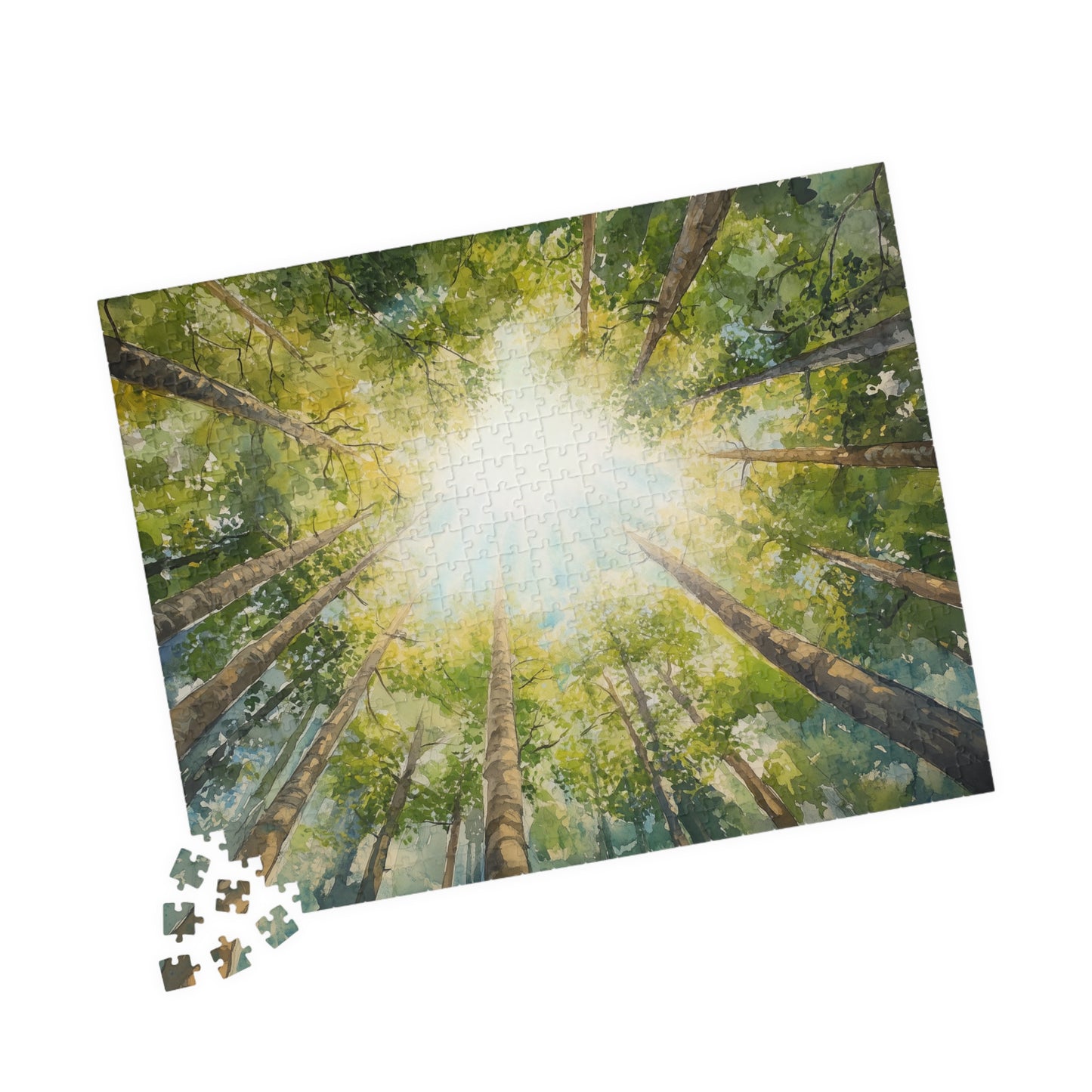 Looking Up Forest Canopy Puzzle (110, 252, 520, 1014 Pieces) - Tree Tops Jigsaw, Nature Perspective Puzzle, Tranquil Forest Gift