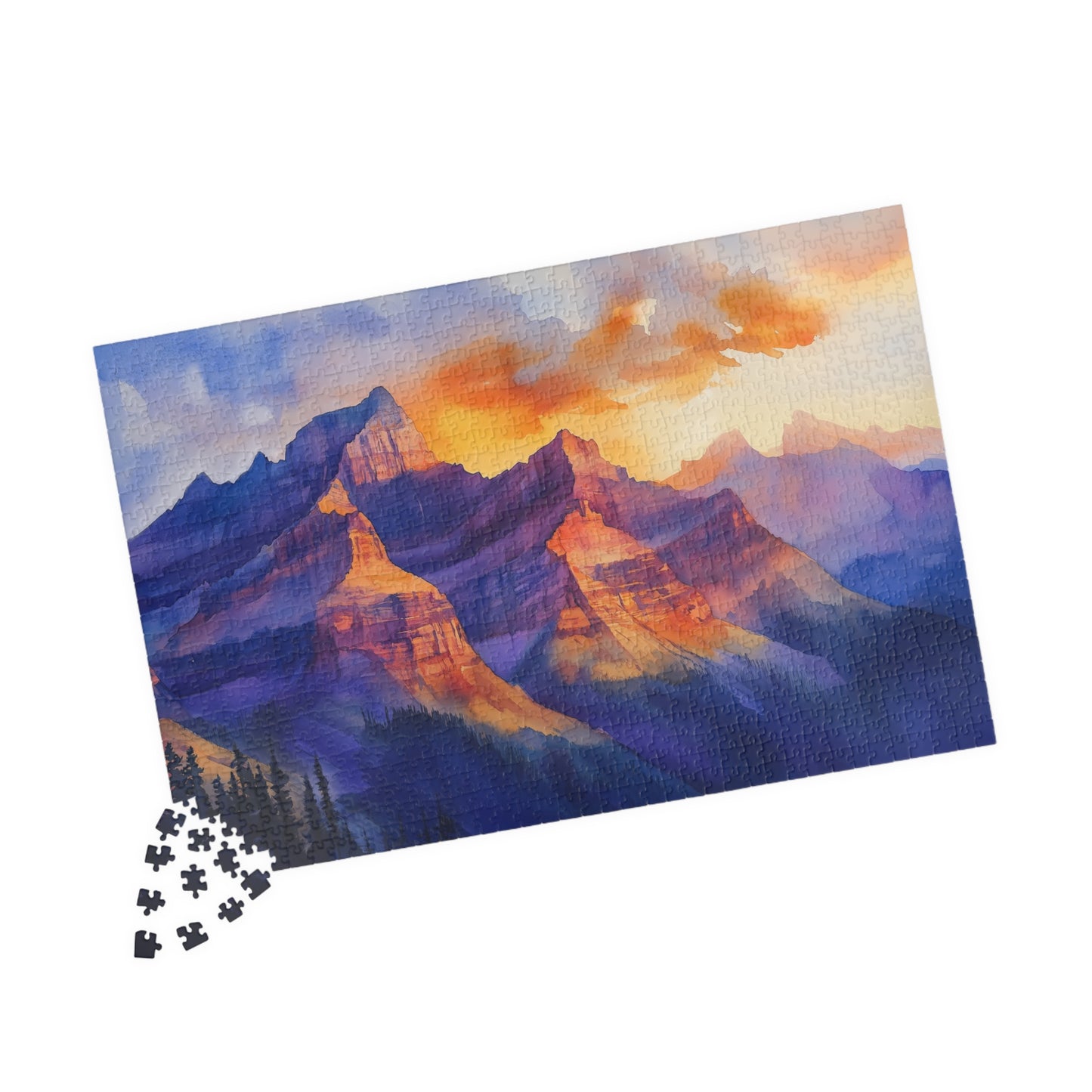 Desert Cliffs at Sunset Puzzle (110, 252, 520, 1014 Pieces) - Bold Southwest Landscape, Vibrant Nature Art Gift