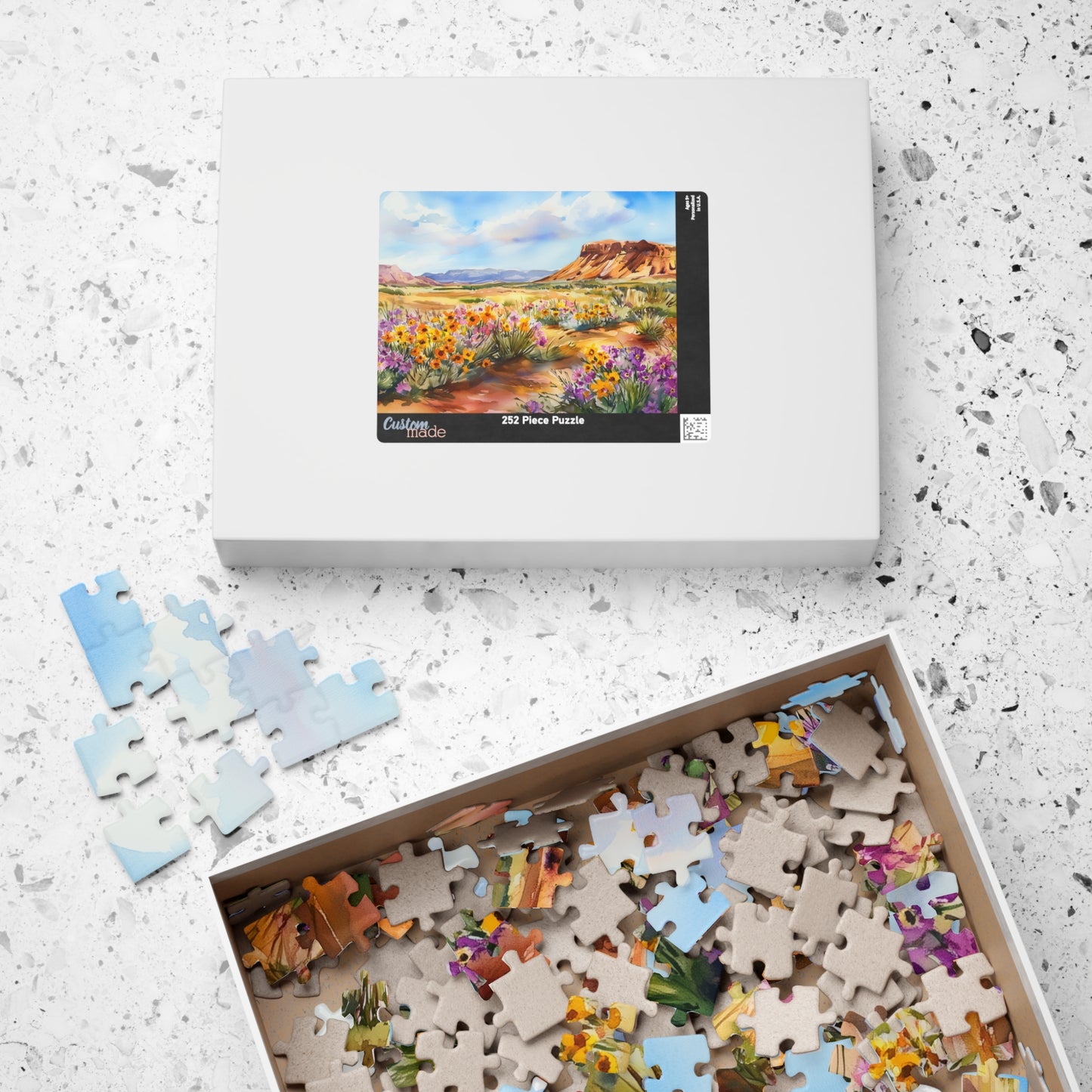 Desert Bloom Puzzle (110, 252, 520, 1014 Pieces) - Wildflower Landscape Jigsaw, Southwest Art, Gift for Nature & Puzzle Lovers