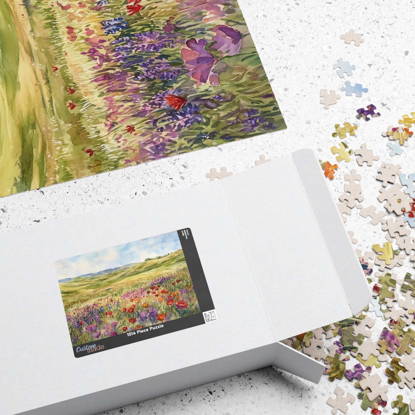 Prairie Meadow Puzzle (110, 252, 520, 1014 Pieces) - Wildflowers, Rolling Hills, Bright Spring Landscape, Perfect Gift for Nature Lovers