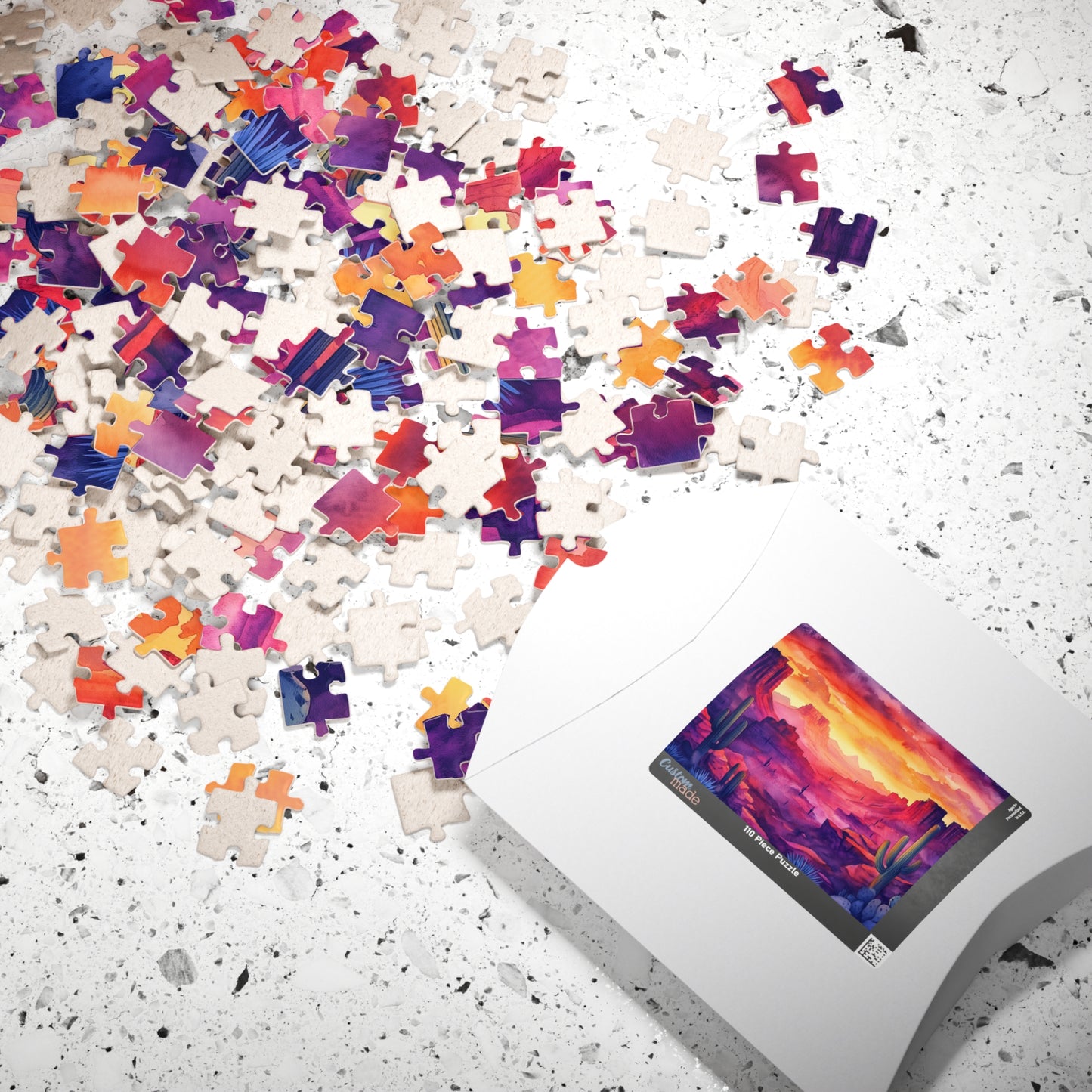 Cactus Canyon Sunset Puzzle (110, 252, 520, 1014 Pieces) - Vibrant Desert Scene, Bold Nature Puzzle, Southwest Landscape Gift