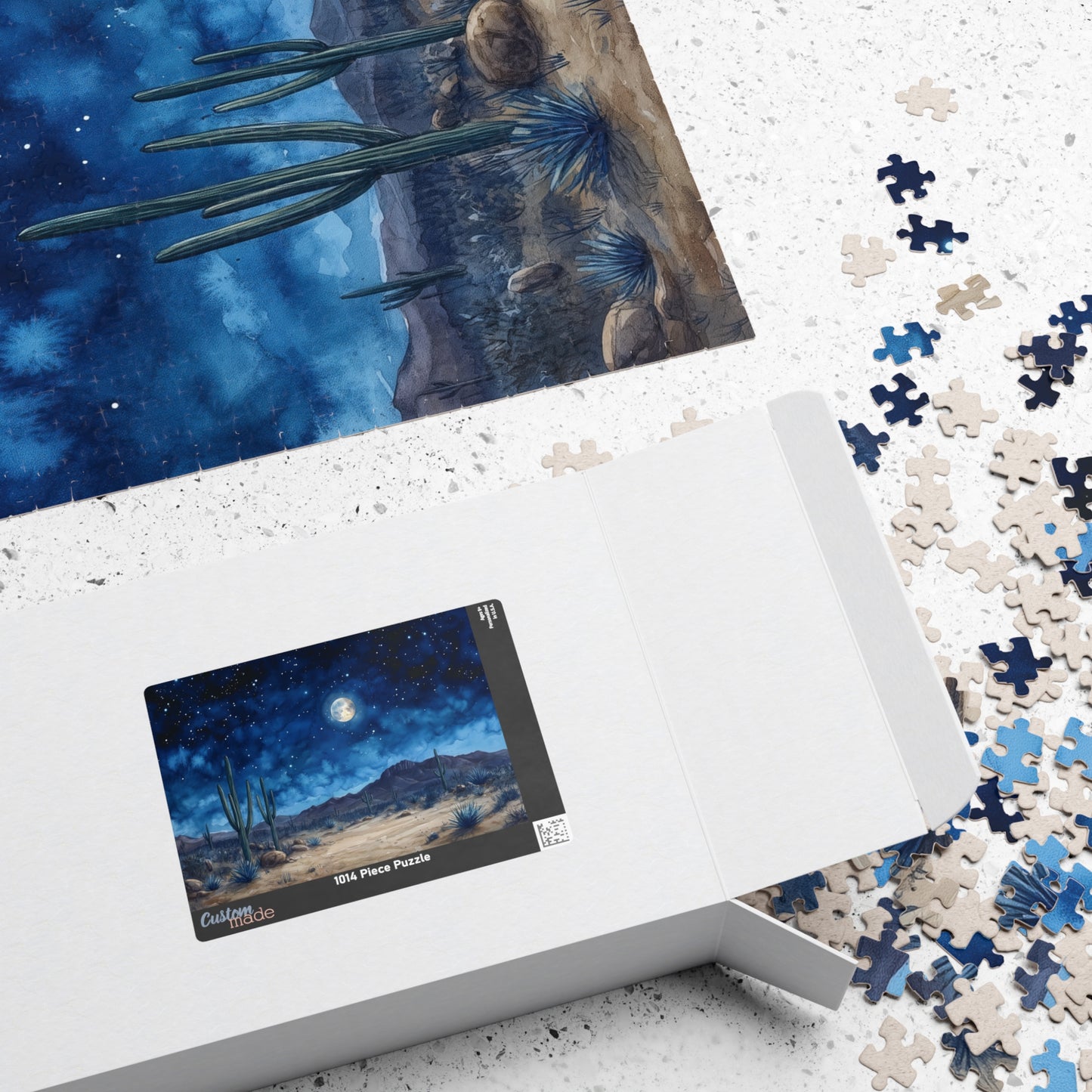 Desert Night Sky Puzzle (110, 252, 520, 1014 Pieces) - Moonlit Southwest Scene, Starry Sky Jigsaw, Gift for Nature Lovers
