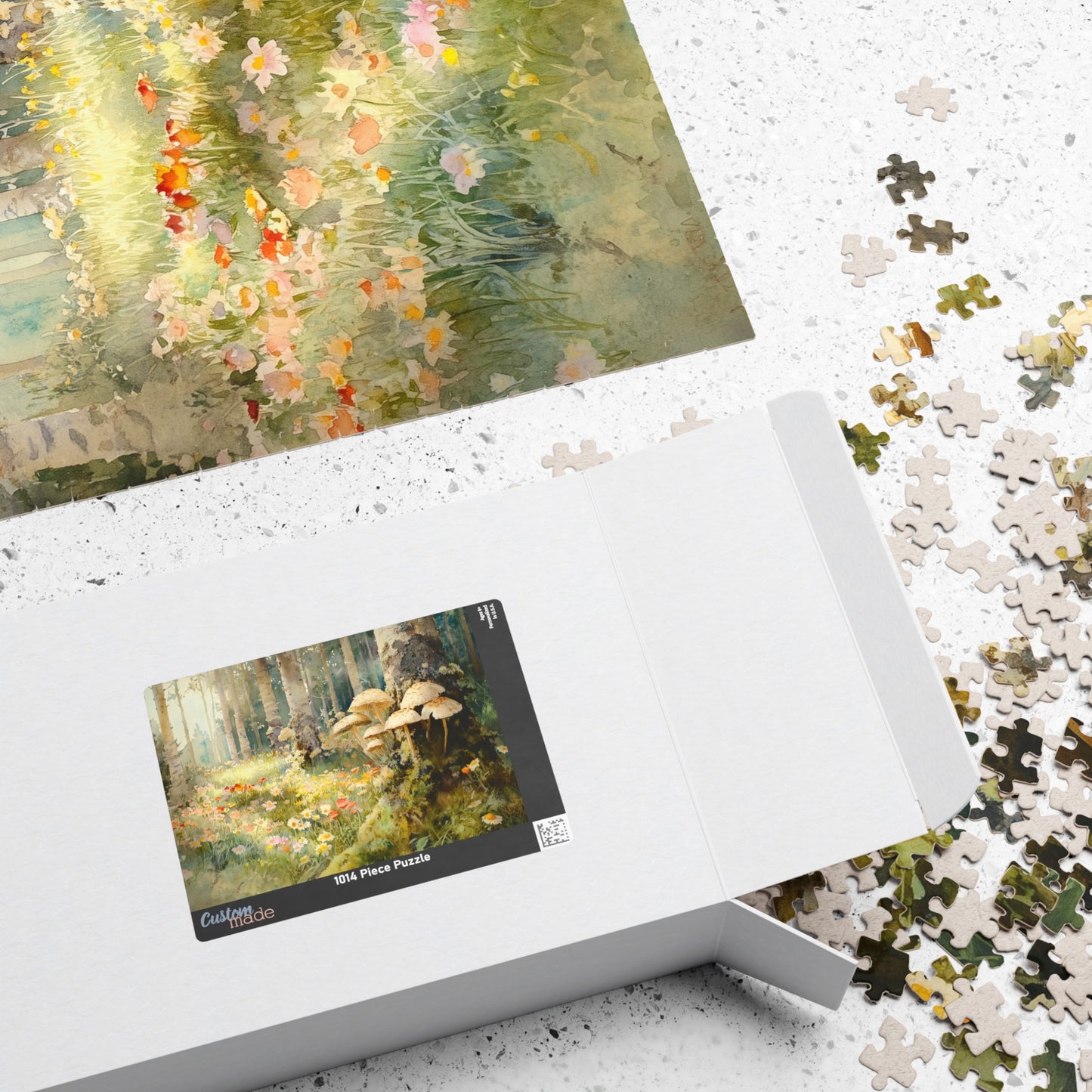 Woodland Glade Puzzle (110, 252, 520, 1014 Pieces) - Forest Flowers Jigsaw, Mushroom Puzzle Art, Cozy Nature Gift
