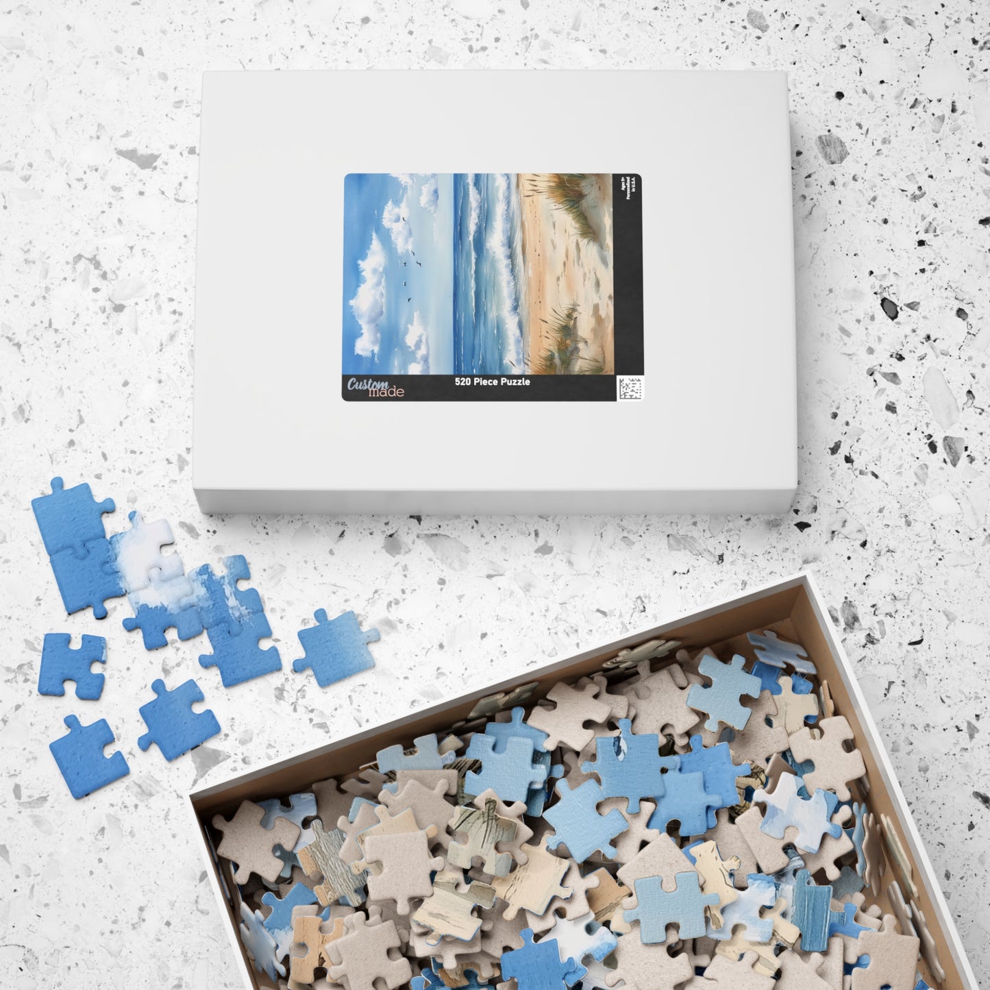 Bright Beach Day Puzzle (110, 252, 520, 1014 Pieces) - Coastal Ocean View, Serene Dunes & Waves, Beach House Decor, Relaxing Puzzle Gift