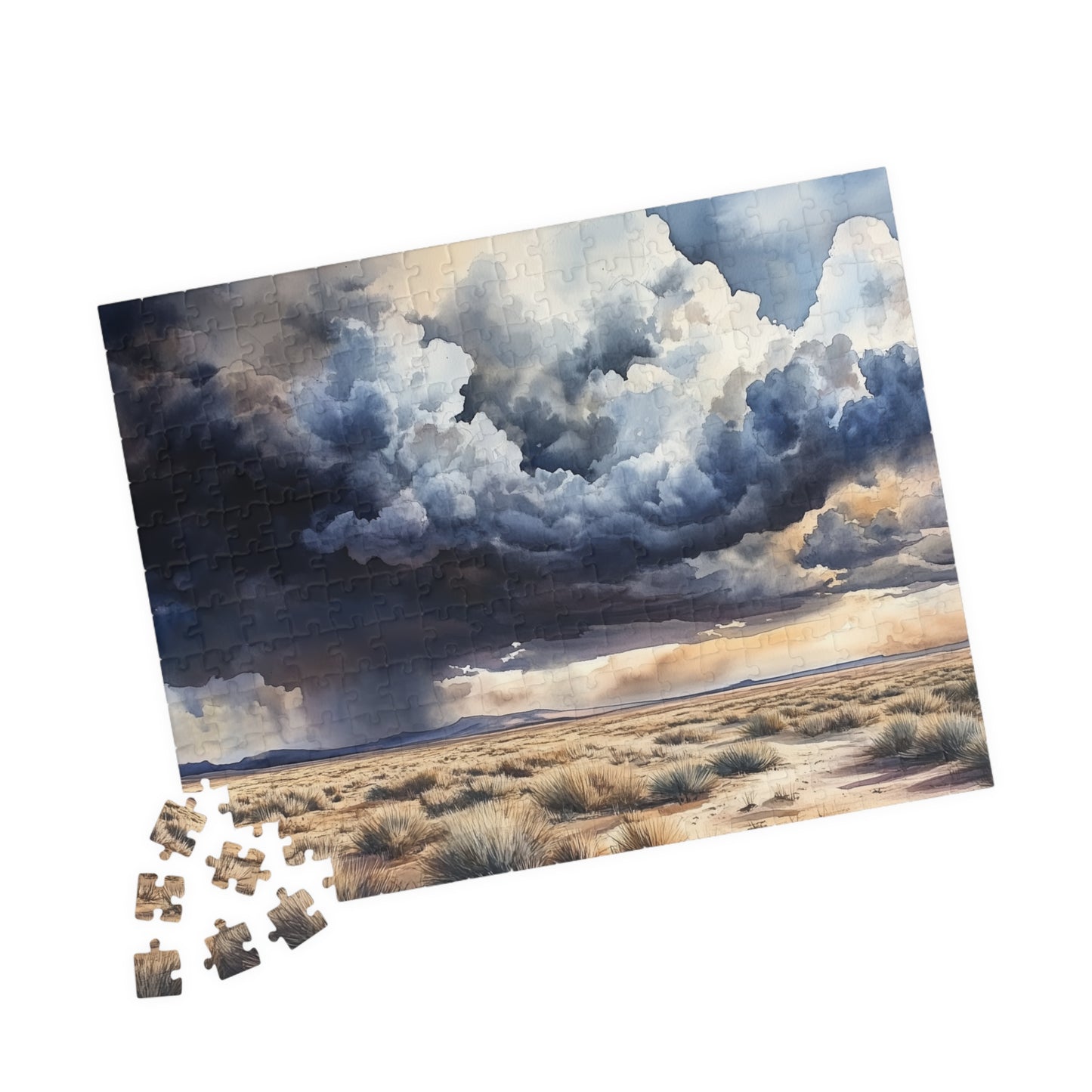 Desert Storm Puzzle (110, 252, 520, 1014 Pieces) - Moody Nature Jigsaw, Stormy Sky Art, Southwestern Puzzle, Gift for Landscape Lovers