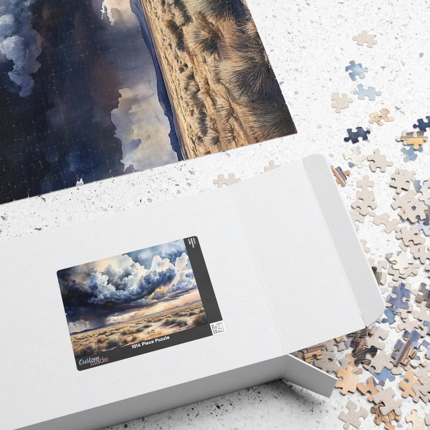Desert Storm Puzzle (110, 252, 520, 1014 Pieces) - Moody Nature Jigsaw, Stormy Sky Art, Southwestern Puzzle, Gift for Landscape Lovers
